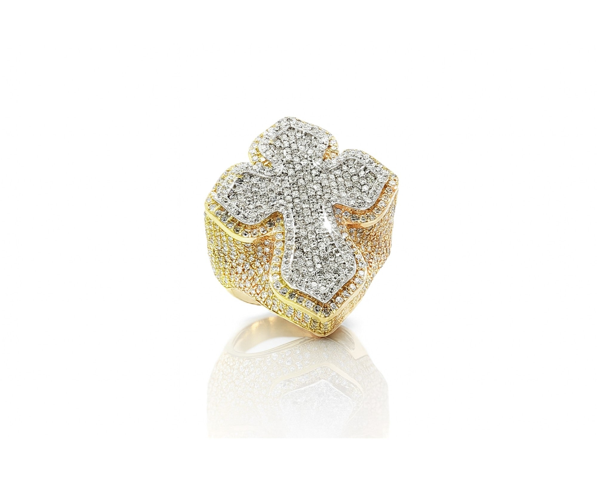 10k Gold Natural Diamond Cross-Shape Ring 4.15ct – lifestyle 1381