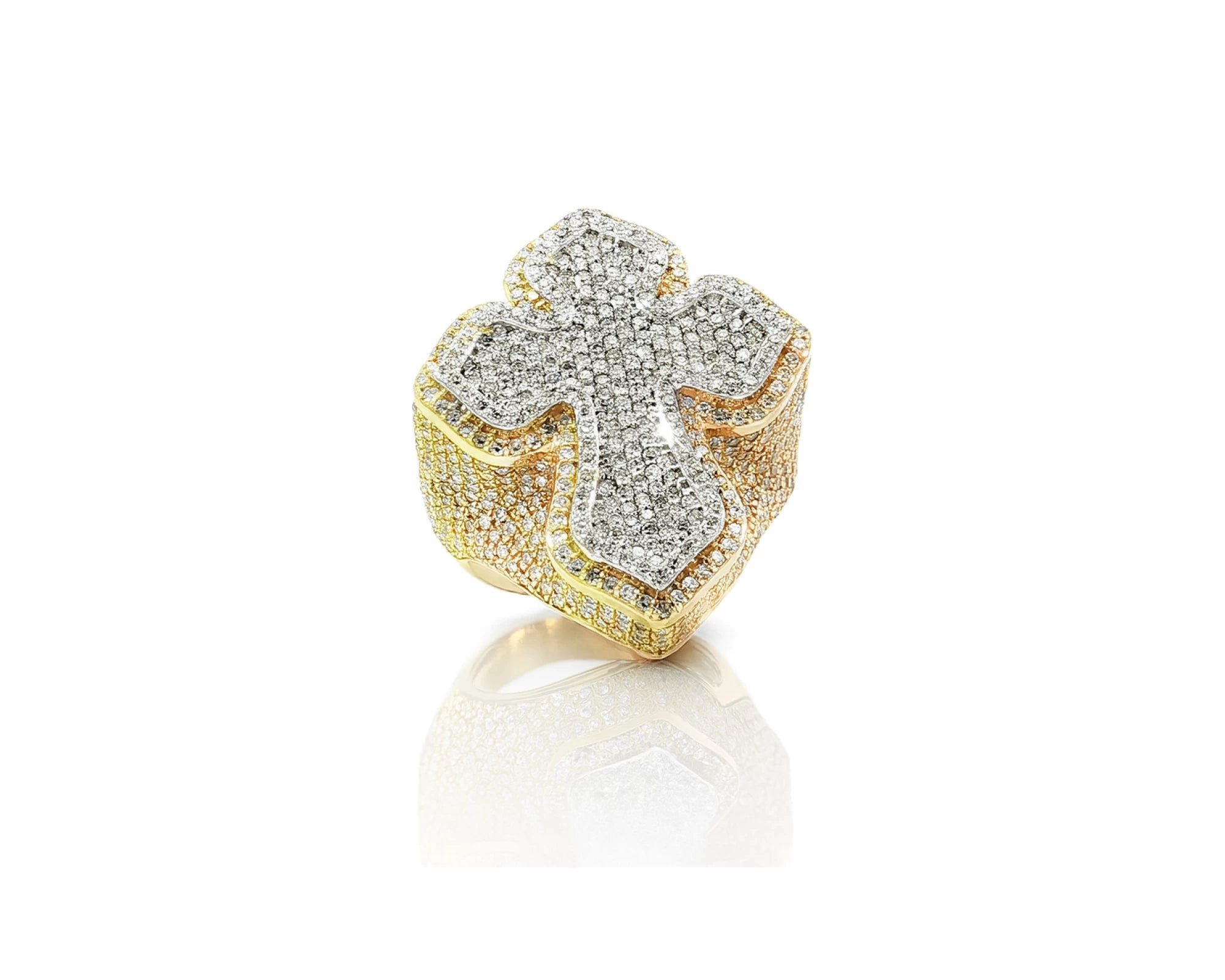 10k Gold Natural Diamond Cross-Shape Ring 4.15ct – lifestyle 1381