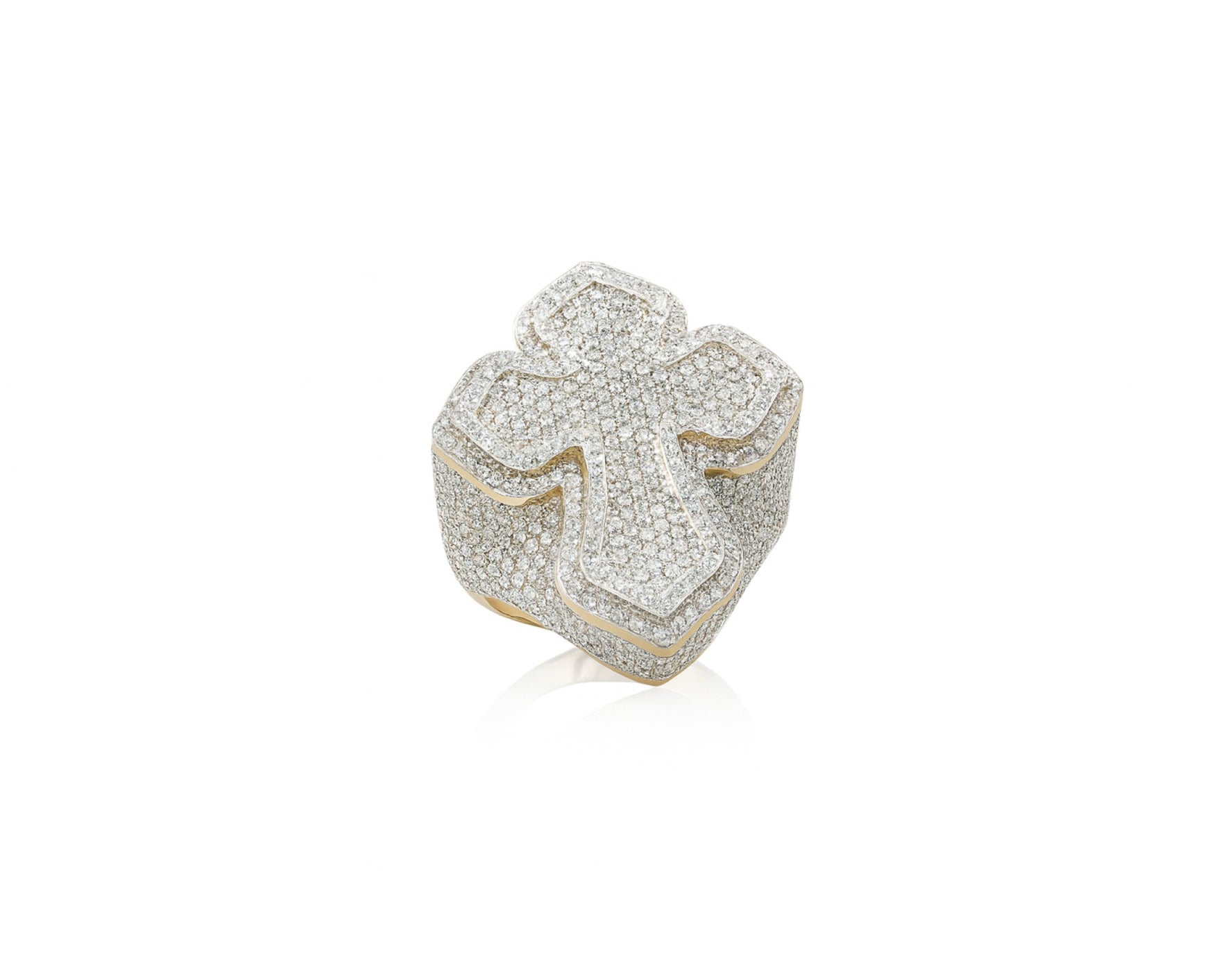 10k Gold Natural Diamond Cross-Shape Ring 4.15ct – lifestyle 1382