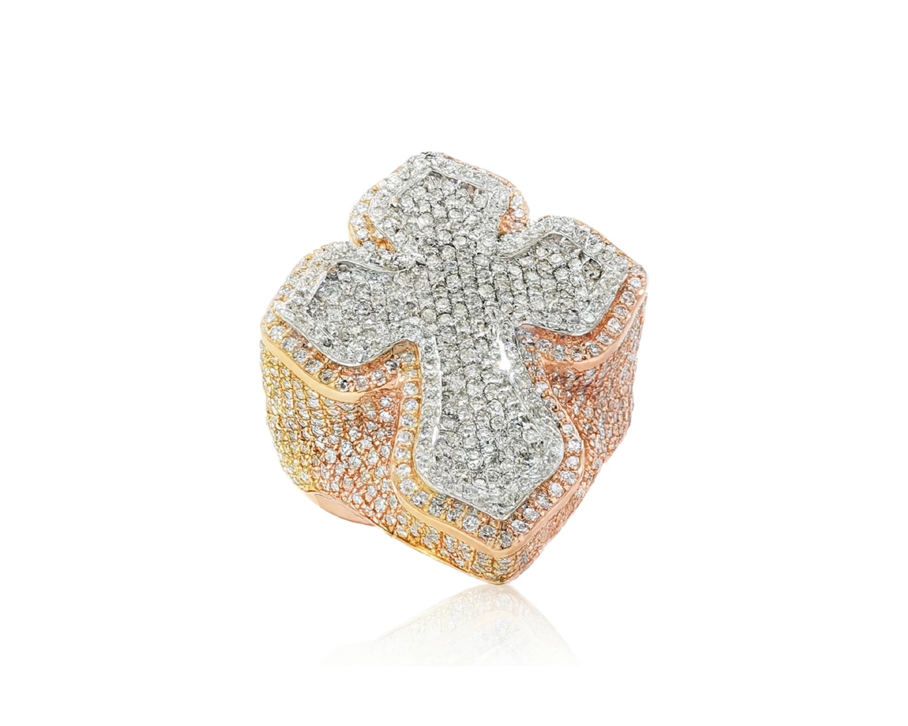 10k Gold Natural Diamond Cross-Shape Ring 4.15ct – lifestyle 1416