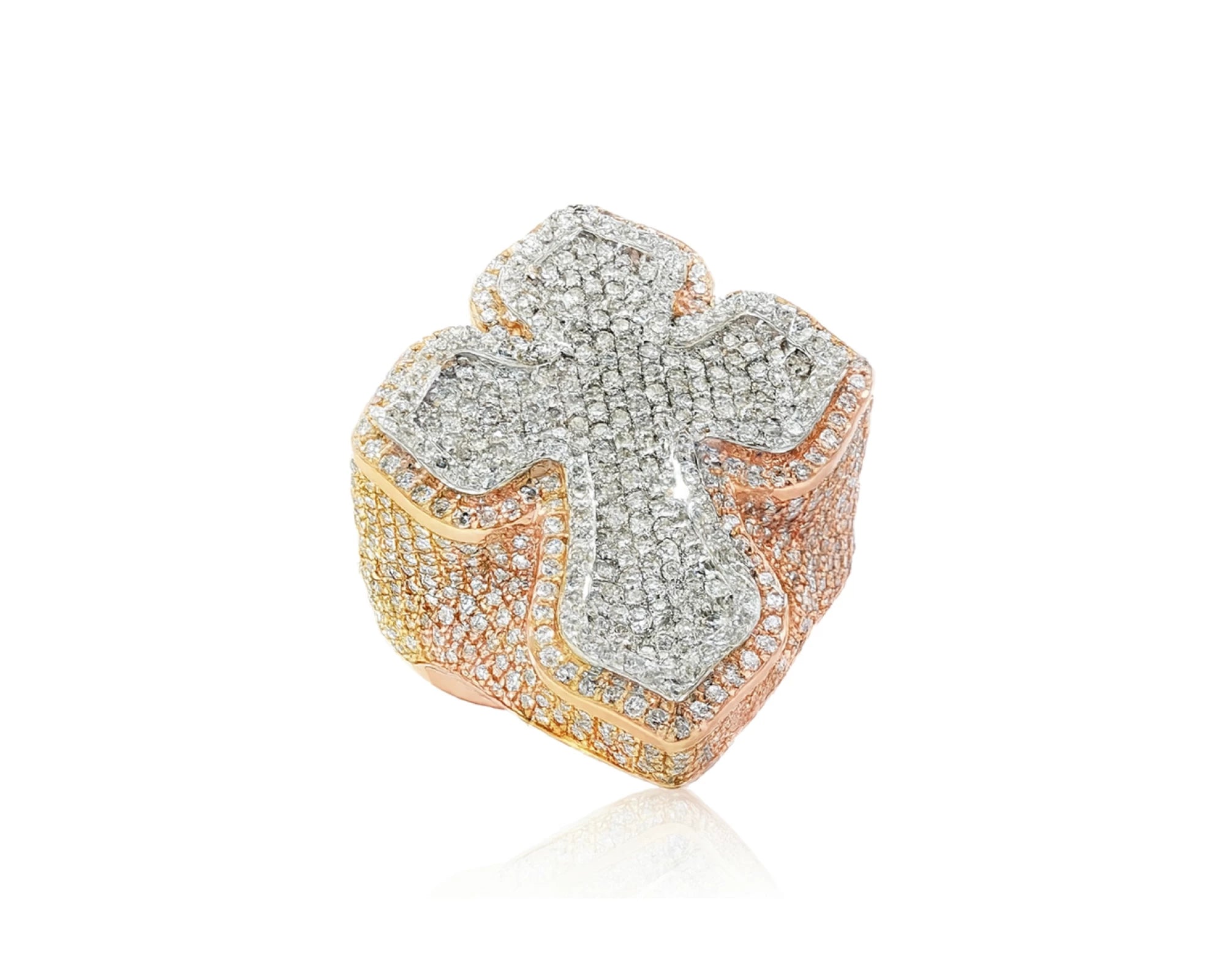 10k Gold Natural Diamond Cross-Shape Ring 4.15ct – lifestyle 1416