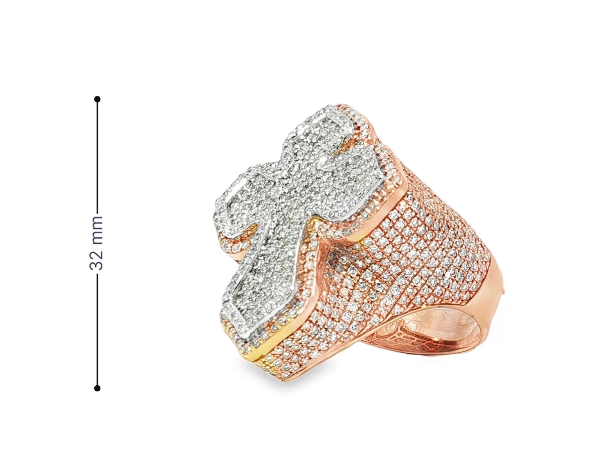 10k Gold Natural Diamond Cross-Shape Ring 4.15ct – lifestyle 3024