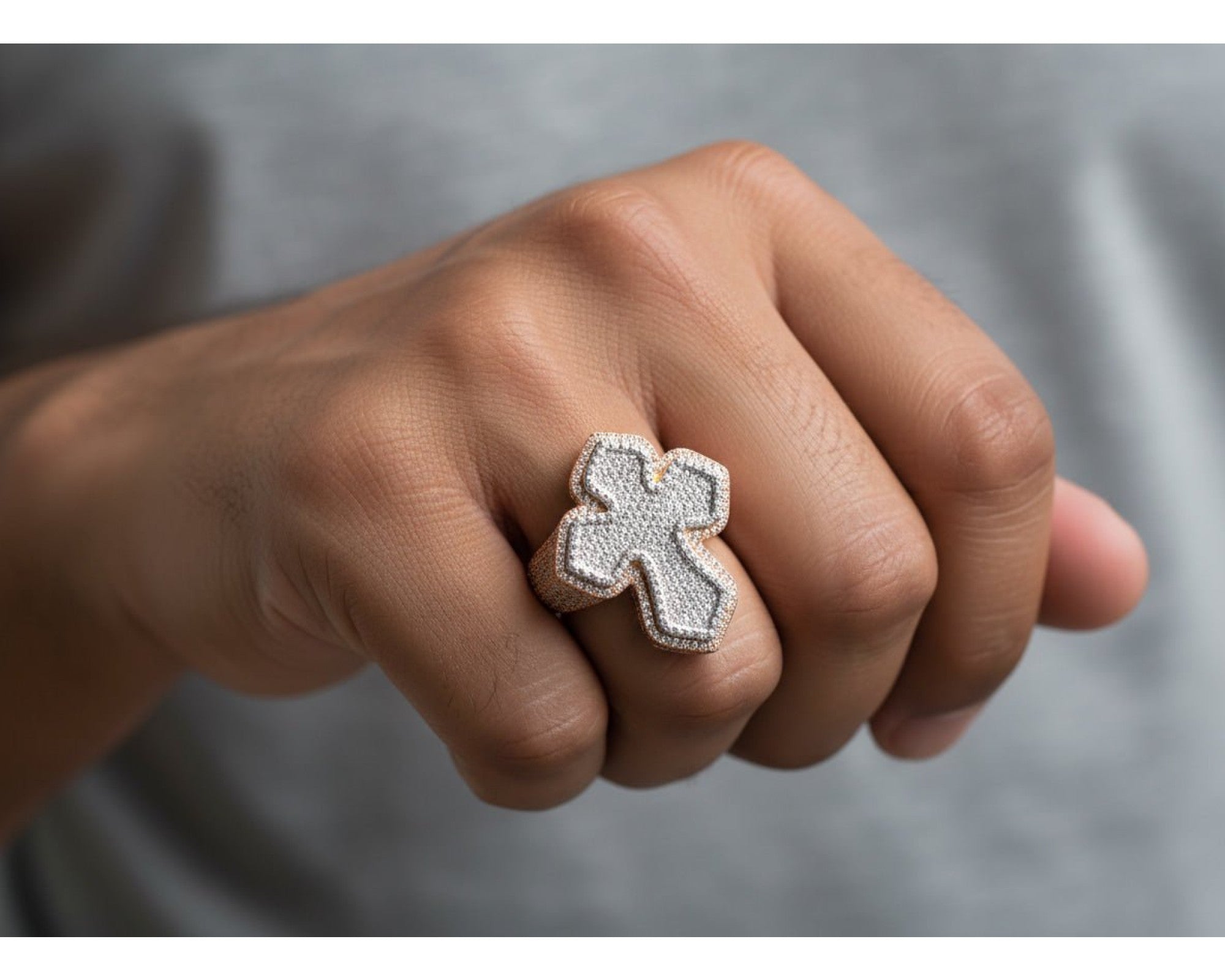 10k Gold Natural Diamond Cross-Shape Ring 4.15ct – view 2