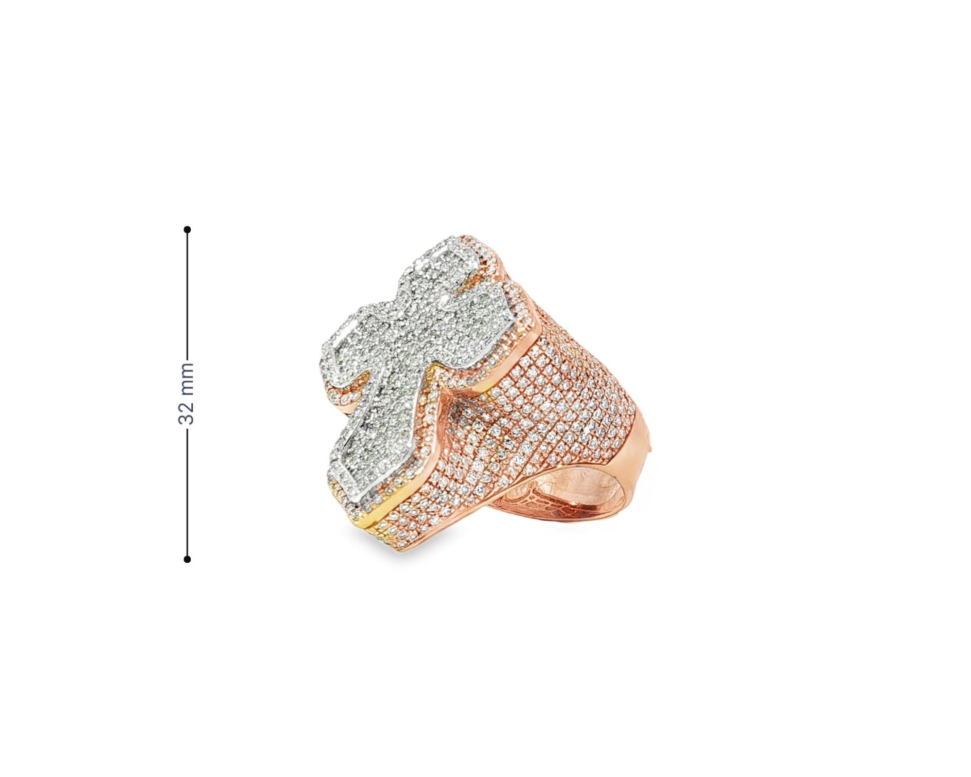10k Gold Natural Diamond Cross-Shape Ring 4.15ct – view 7
