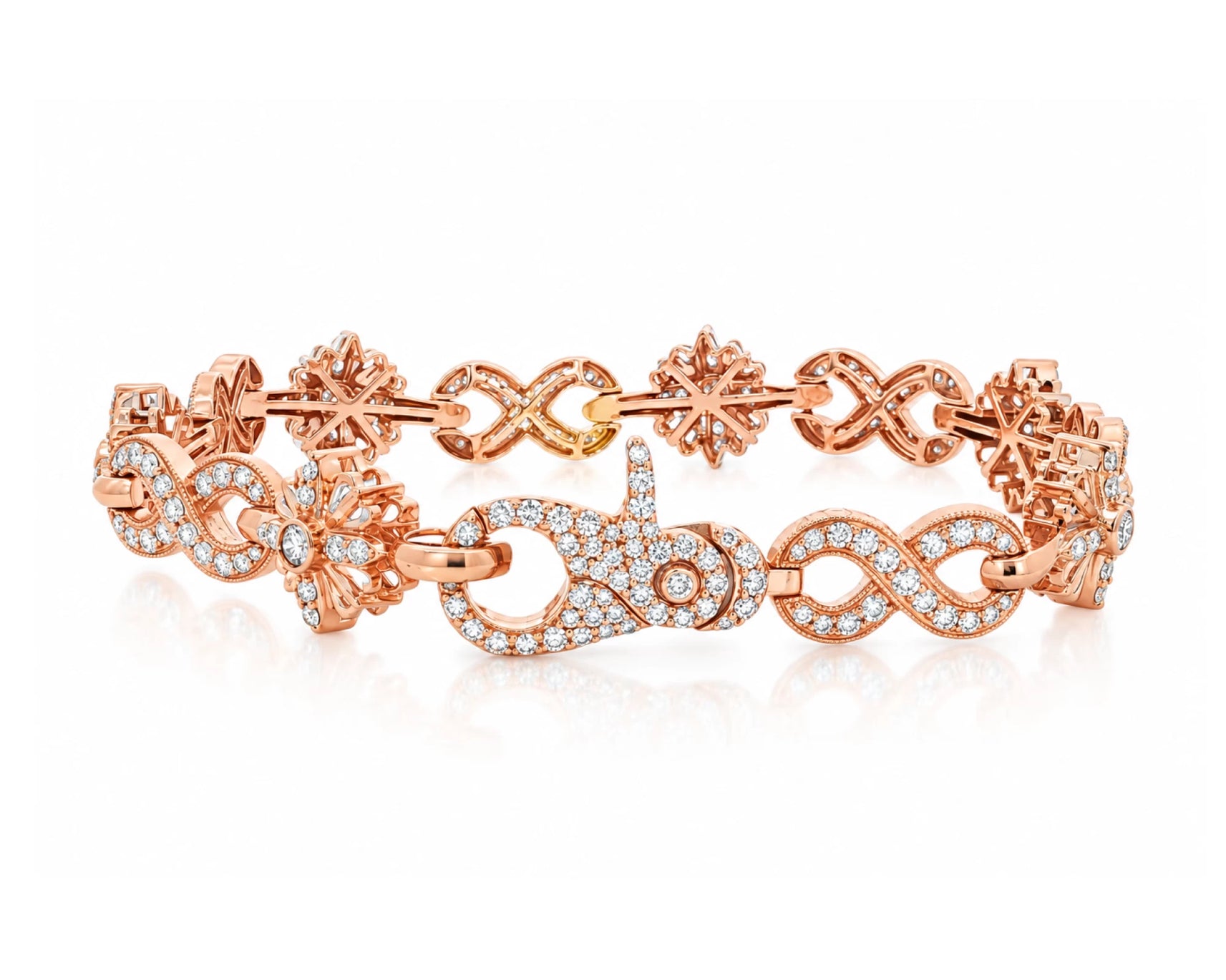10K Gold Natural Diamond Floral Infinity Bracelet 3.65 CT – lifestyle 5012