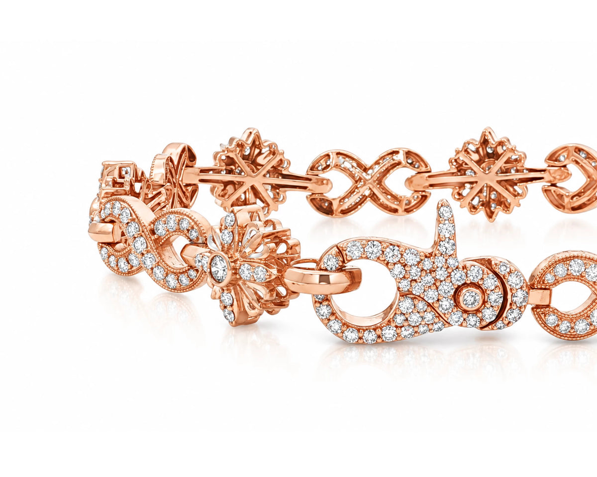 10K Gold Natural Diamond Floral Infinity Bracelet 3.65 CT – lifestyle 5013