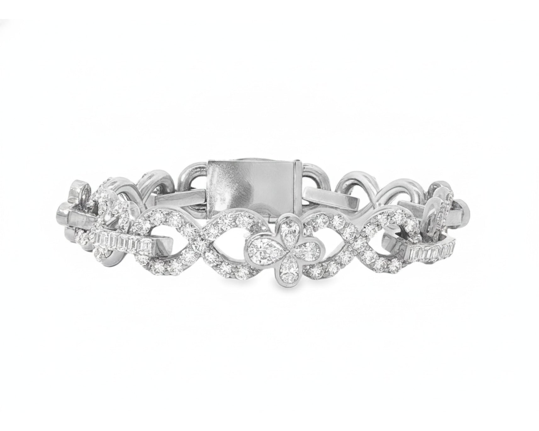 10K Gold Natural Diamond Floral Link Bracelet Pave Design 23.00 CT – lifestyle 150