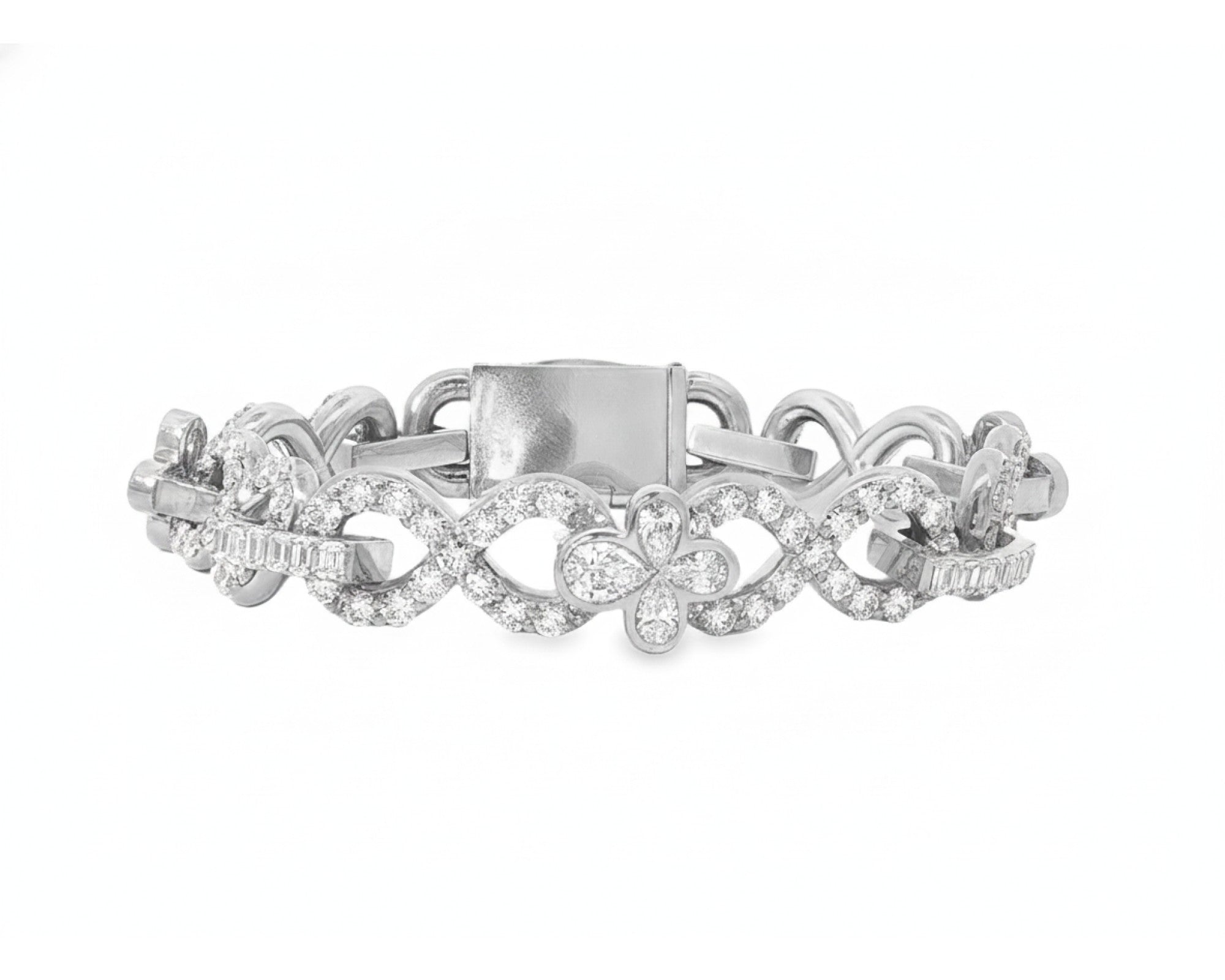 10K Gold Natural Diamond Floral Link Bracelet Pave Design 23.00 CT – lifestyle 150