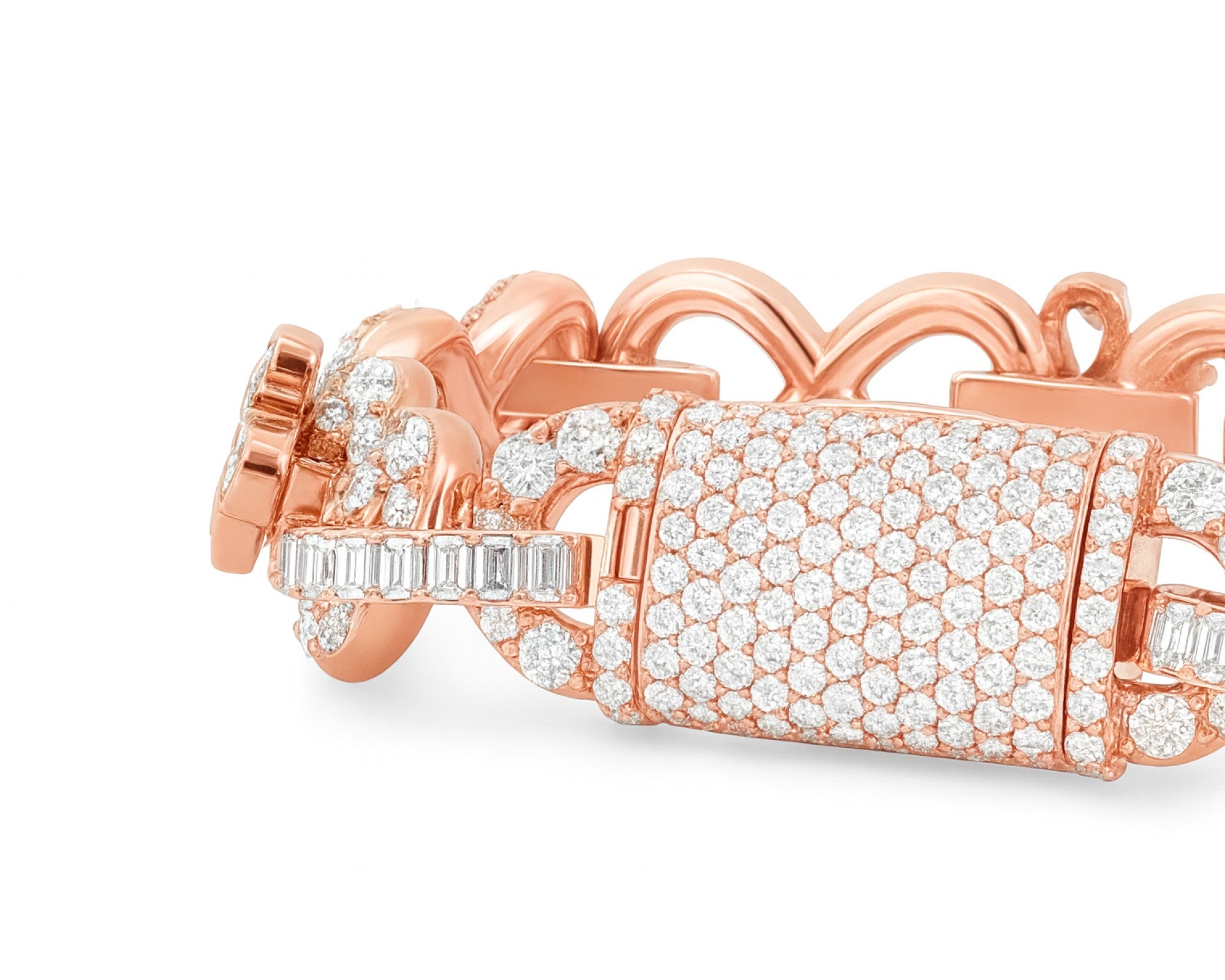 10K Gold Natural Diamond Floral Link Bracelet Pave Design 23.00 CT – lifestyle 198