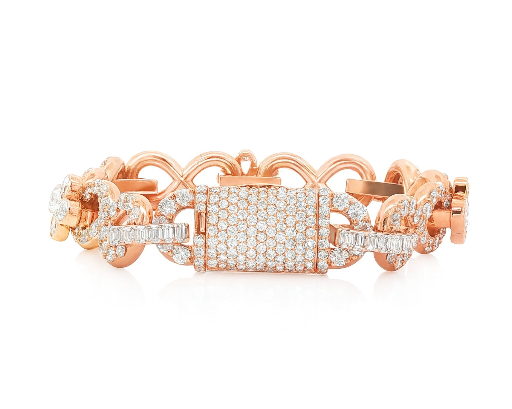 10K Gold Natural Diamond Floral Link Bracelet Pave Design 23.00 CT – lifestyle 199