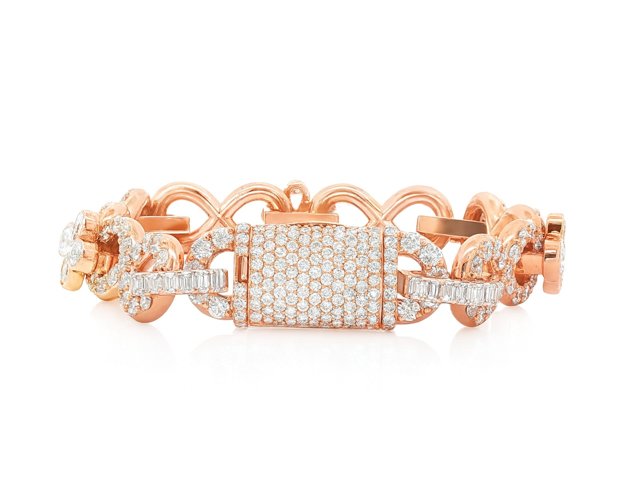 10K Gold Natural Diamond Floral Link Bracelet Pave Design 23.00 CT – lifestyle 199