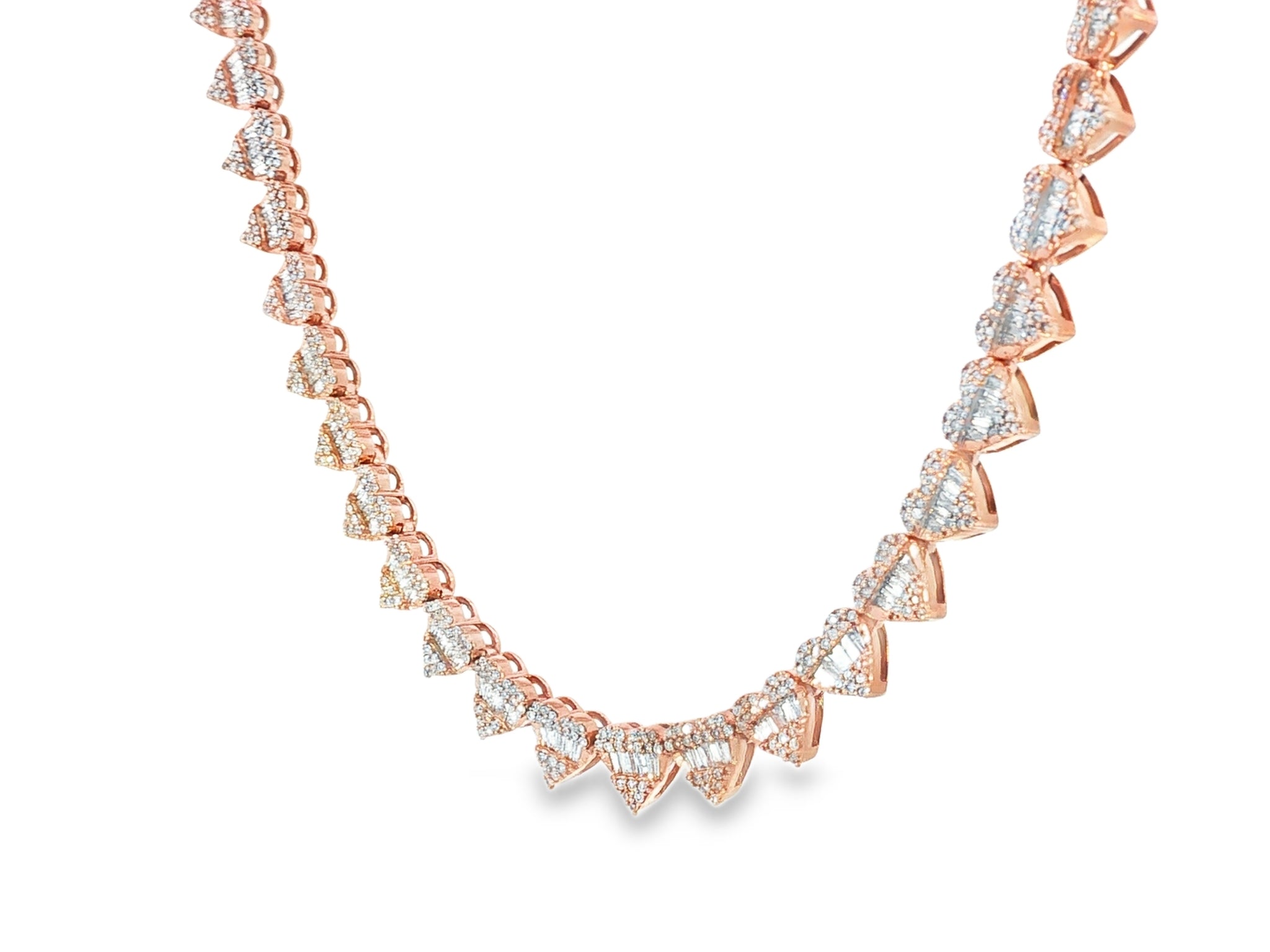 10k Gold Natural Diamond Heart & Baguette - Cut Necklace 4.5ct - AVI THE JEWELER