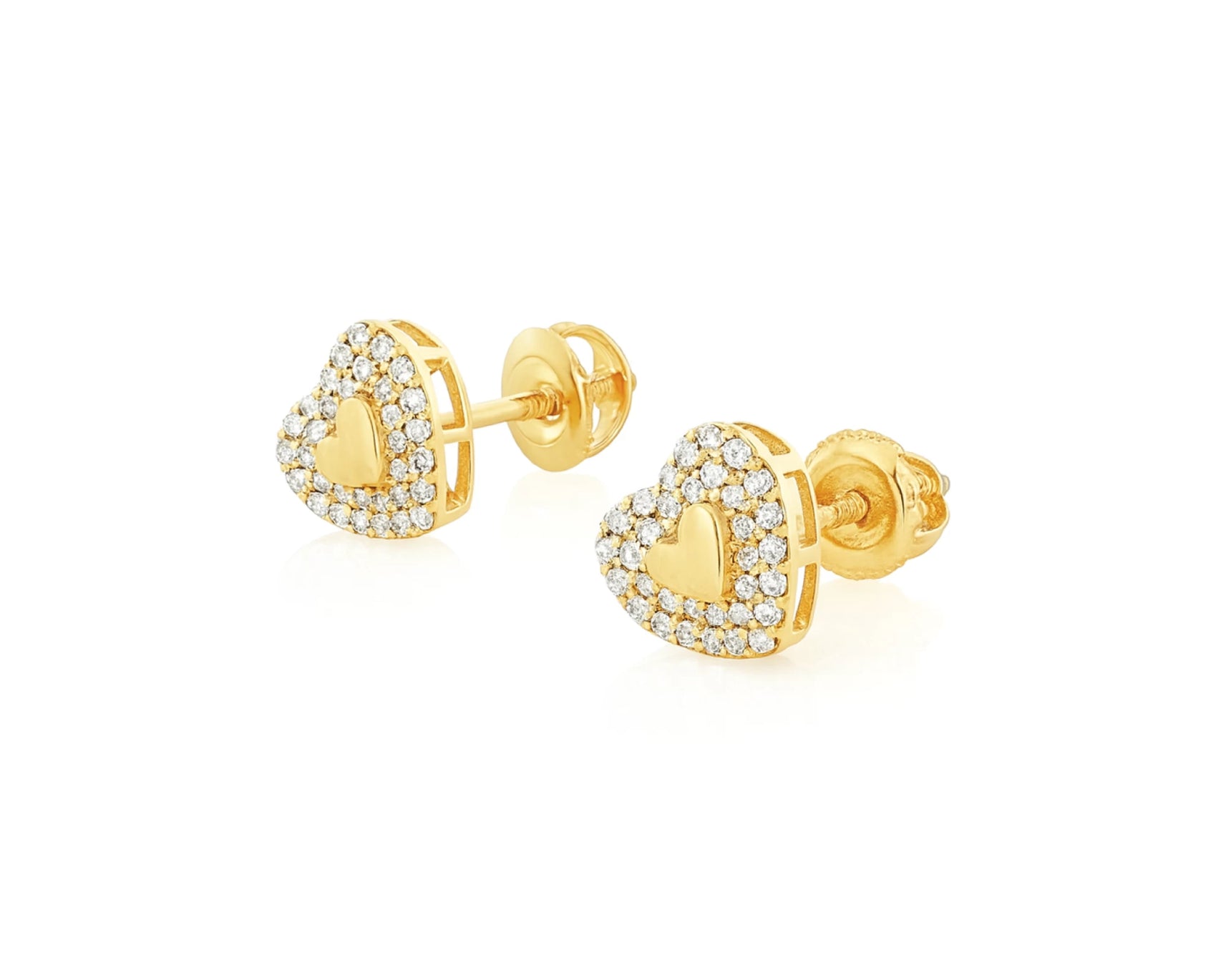 10K Gold Natural Diamond Heart Stud Earrings 0.19 CT – lifestyle 4935