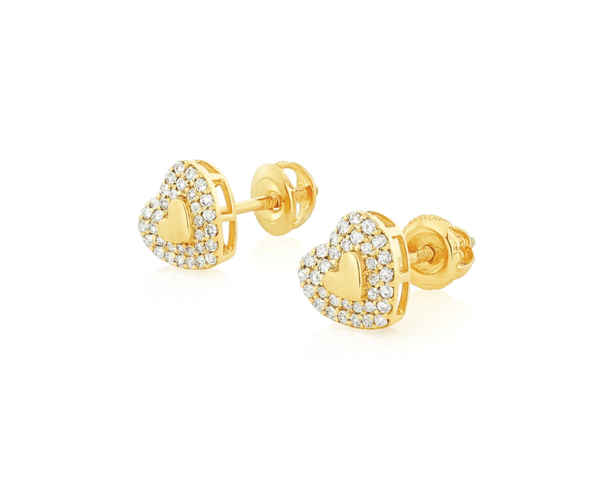 10K Gold Natural Diamond Heart Stud Earrings 0.19 CT – lifestyle 4935
