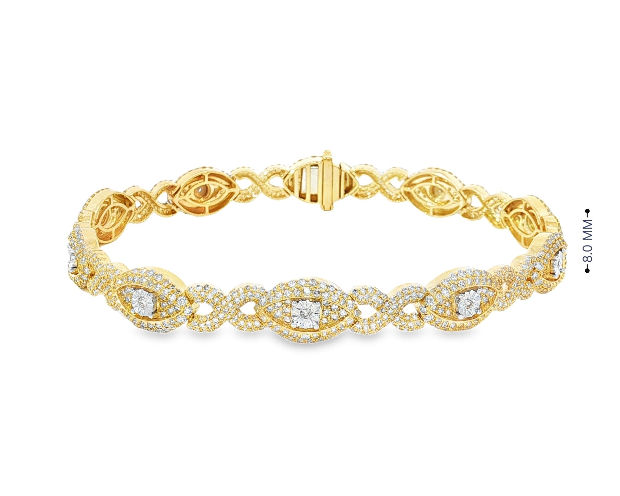 10K Gold Natural Diamond Infinity Link Bracelet 4.39 CT – view 6