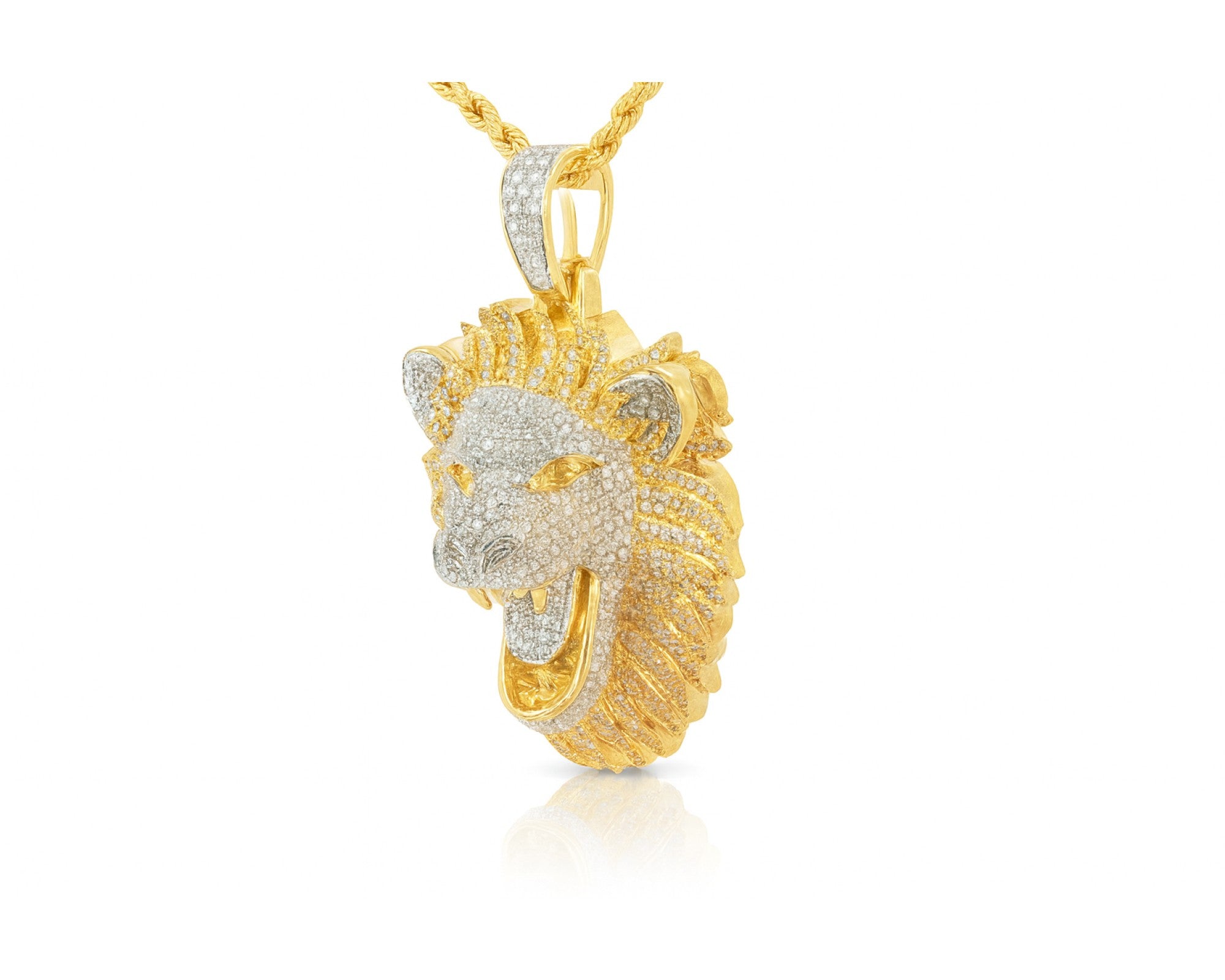 10K Gold Natural Diamond Lion Head Pendant Detailed Design 2.00 CT – lifestyle 221