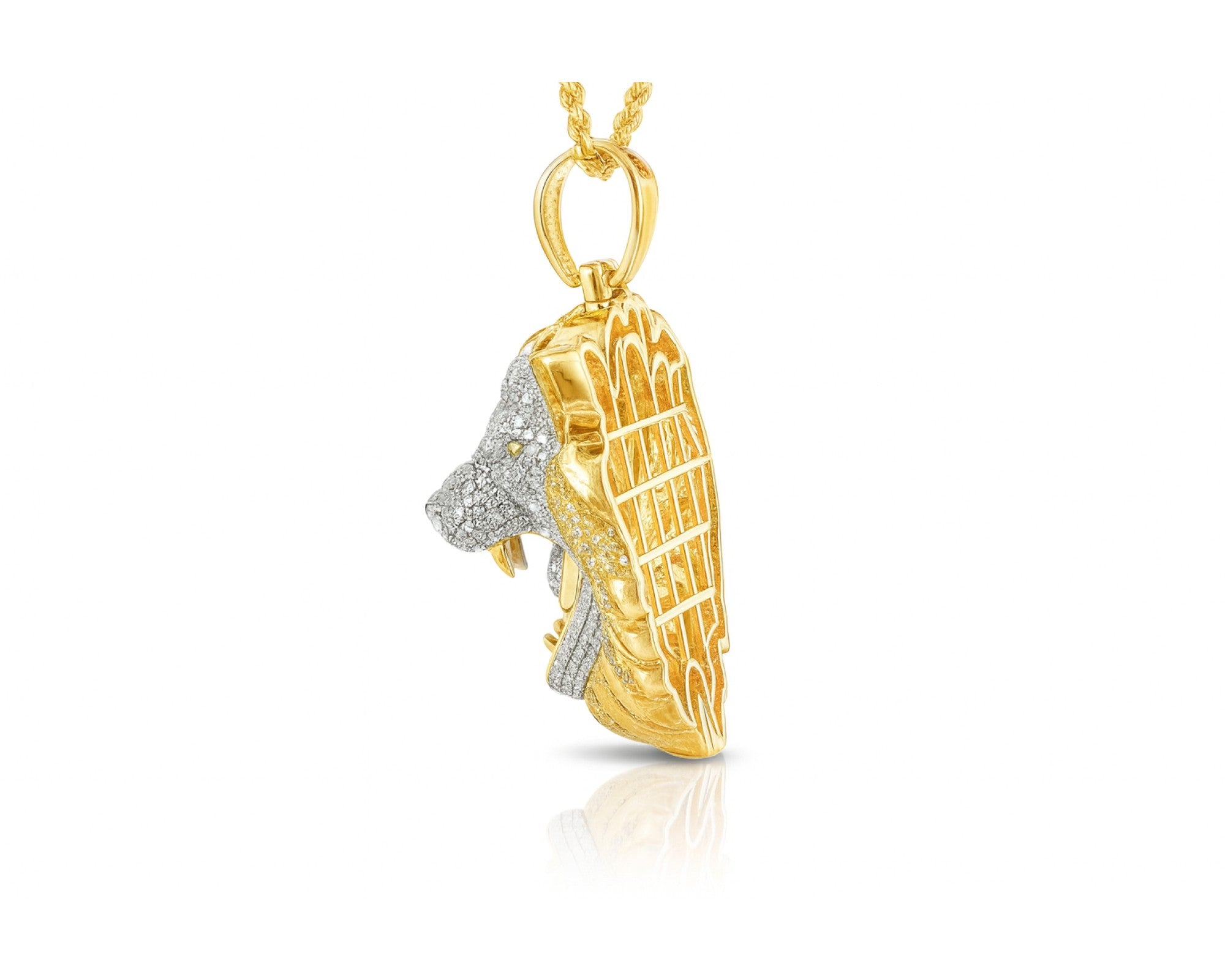 10K Gold Natural Diamond Lion Head Pendant Detailed Design 2.00 CT – lifestyle 222