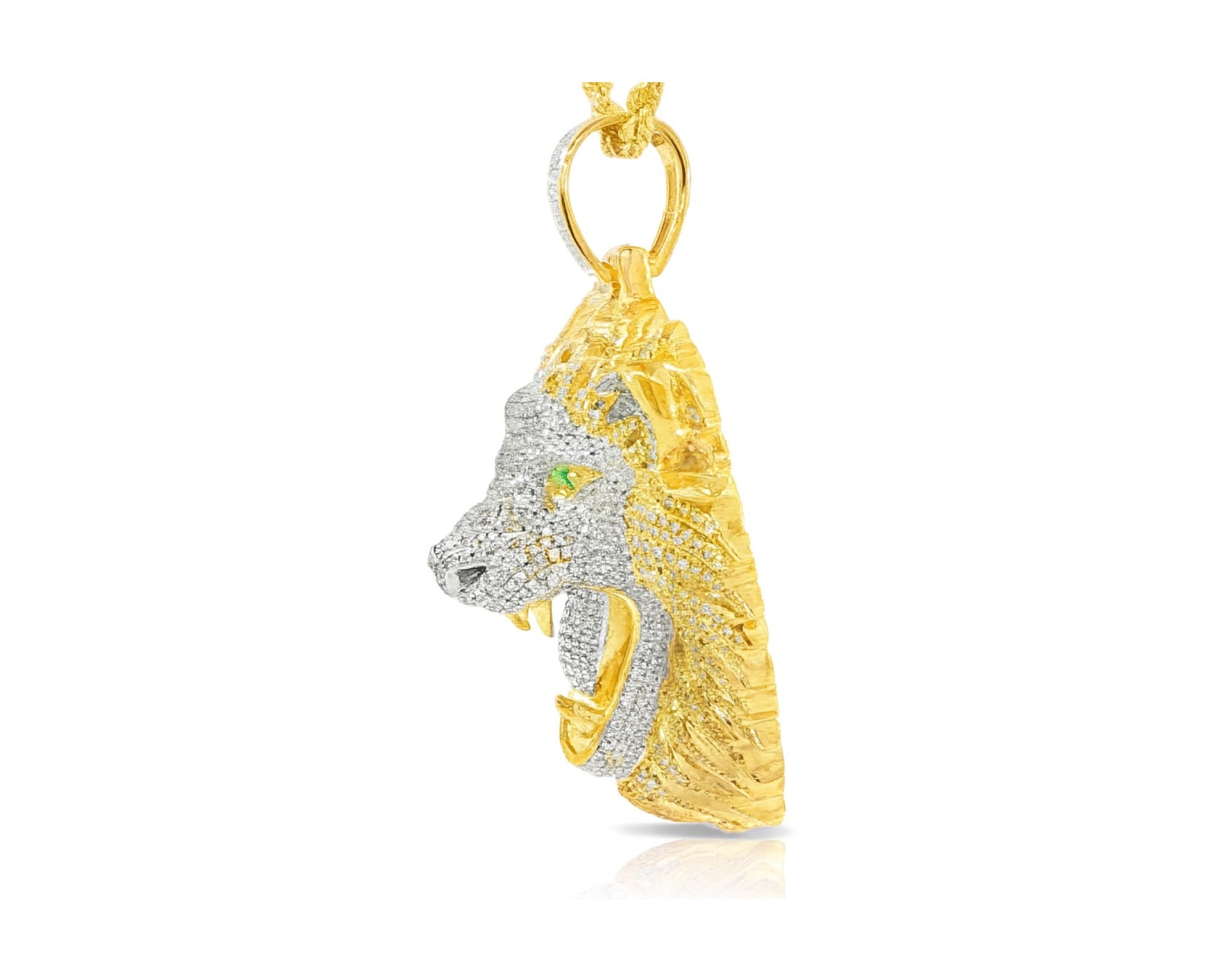 10K Gold Natural Diamond Lion Head Pendant Detailed Design 2.00 CT – lifestyle 223