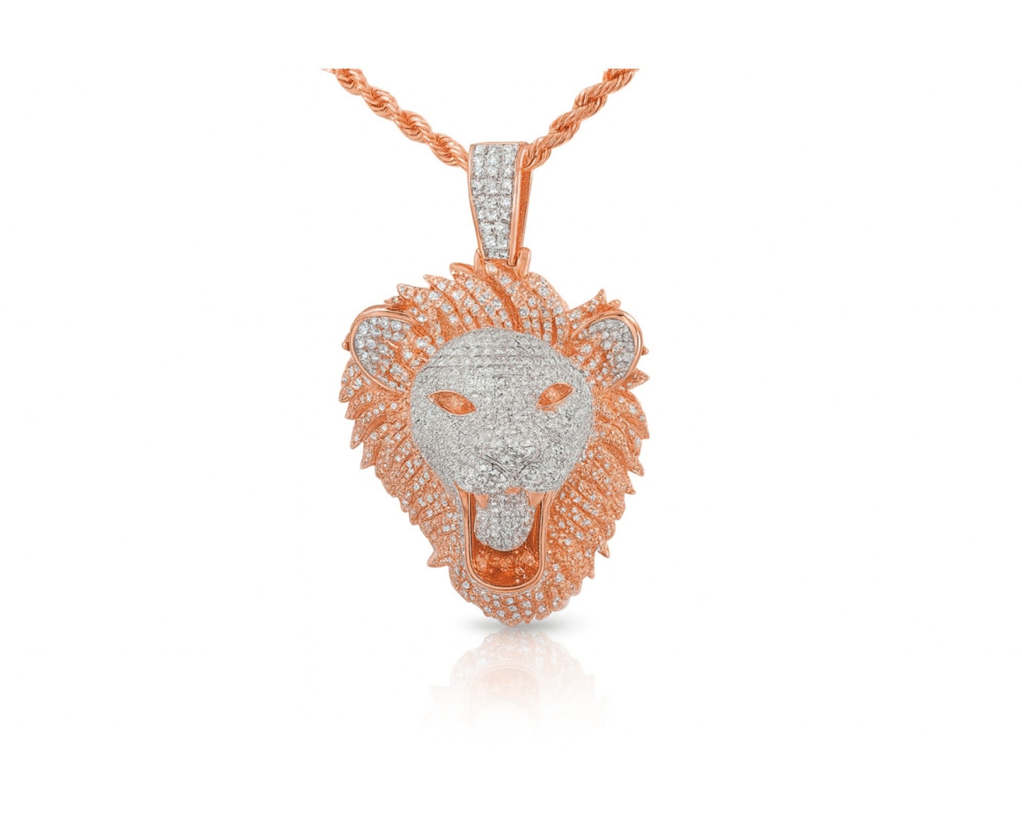 10K Gold Natural Diamond Lion Head Pendant Detailed Design 2.00 CT – view 6