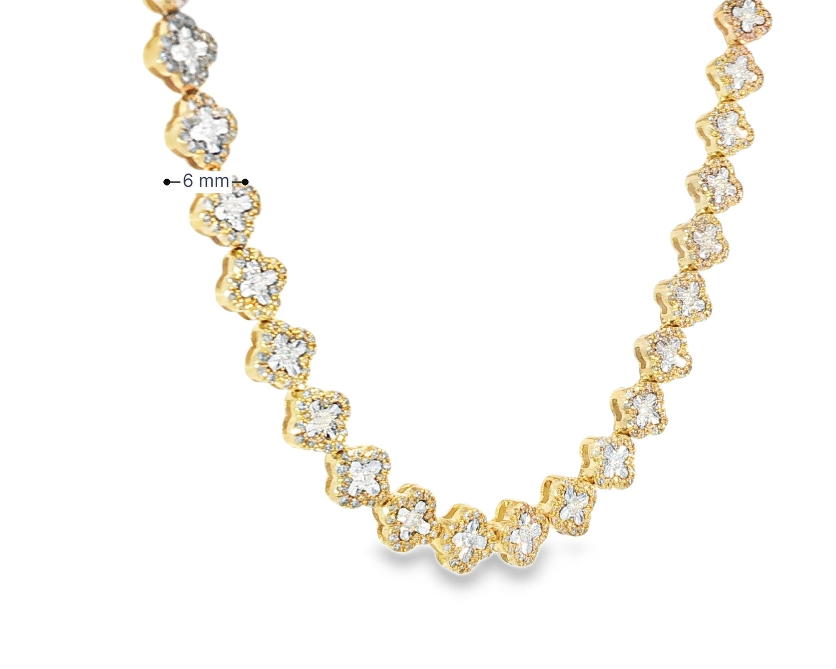 10k Gold Natural Diamond Necklace with Floral Clover - Inspired Round Design 3.5ct - AVI THE JEWELER