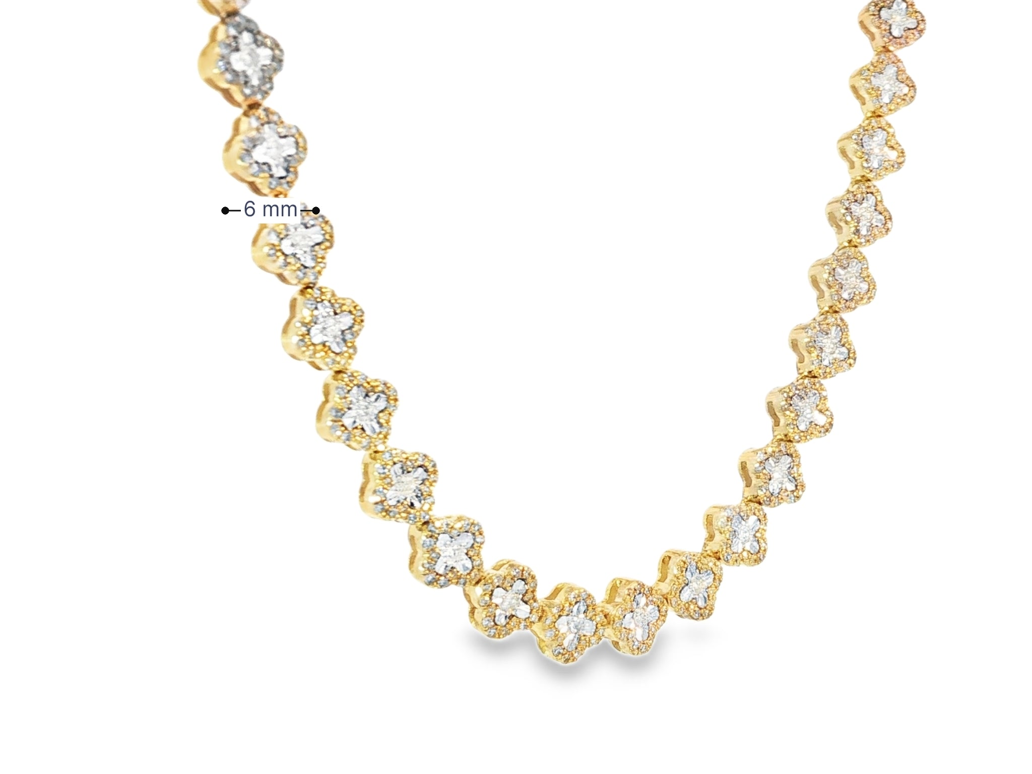 10k Gold Natural Diamond Necklace with Floral Clover - Inspired Round Design 3.5ct - AVI THE JEWELER