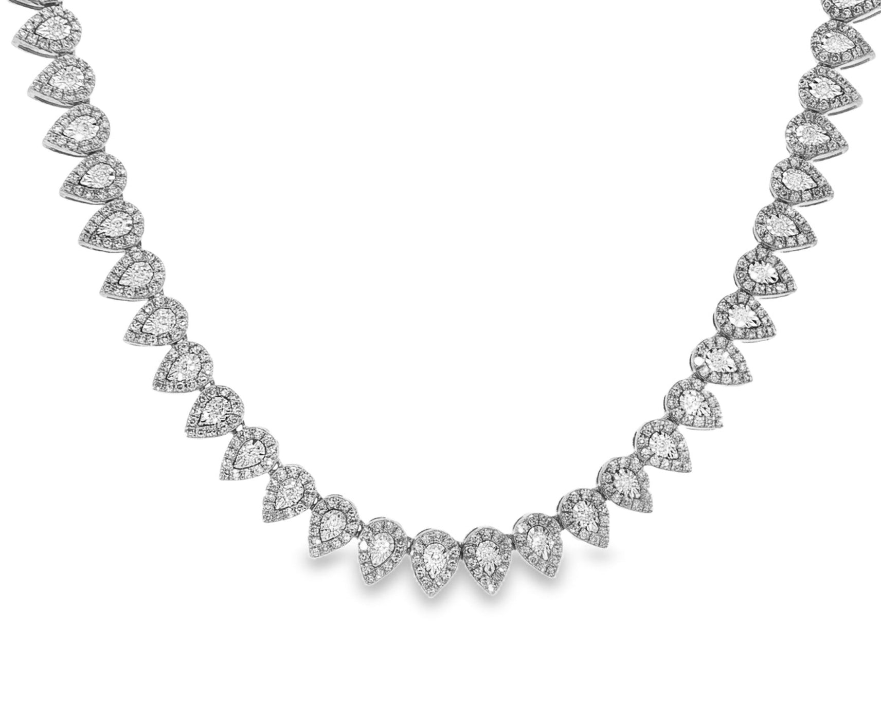 10k Gold Natural Diamond Necklace with Pear - Shape Halo Design 3.8ct - AVI THE JEWELER