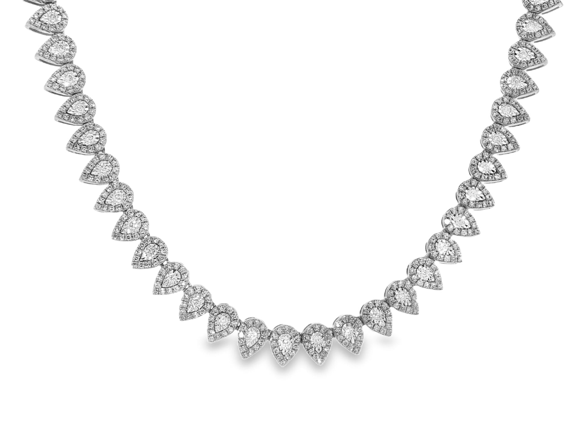 10k Gold Natural Diamond Necklace with Pear - Shape Halo Design 3.8ct - AVI THE JEWELER