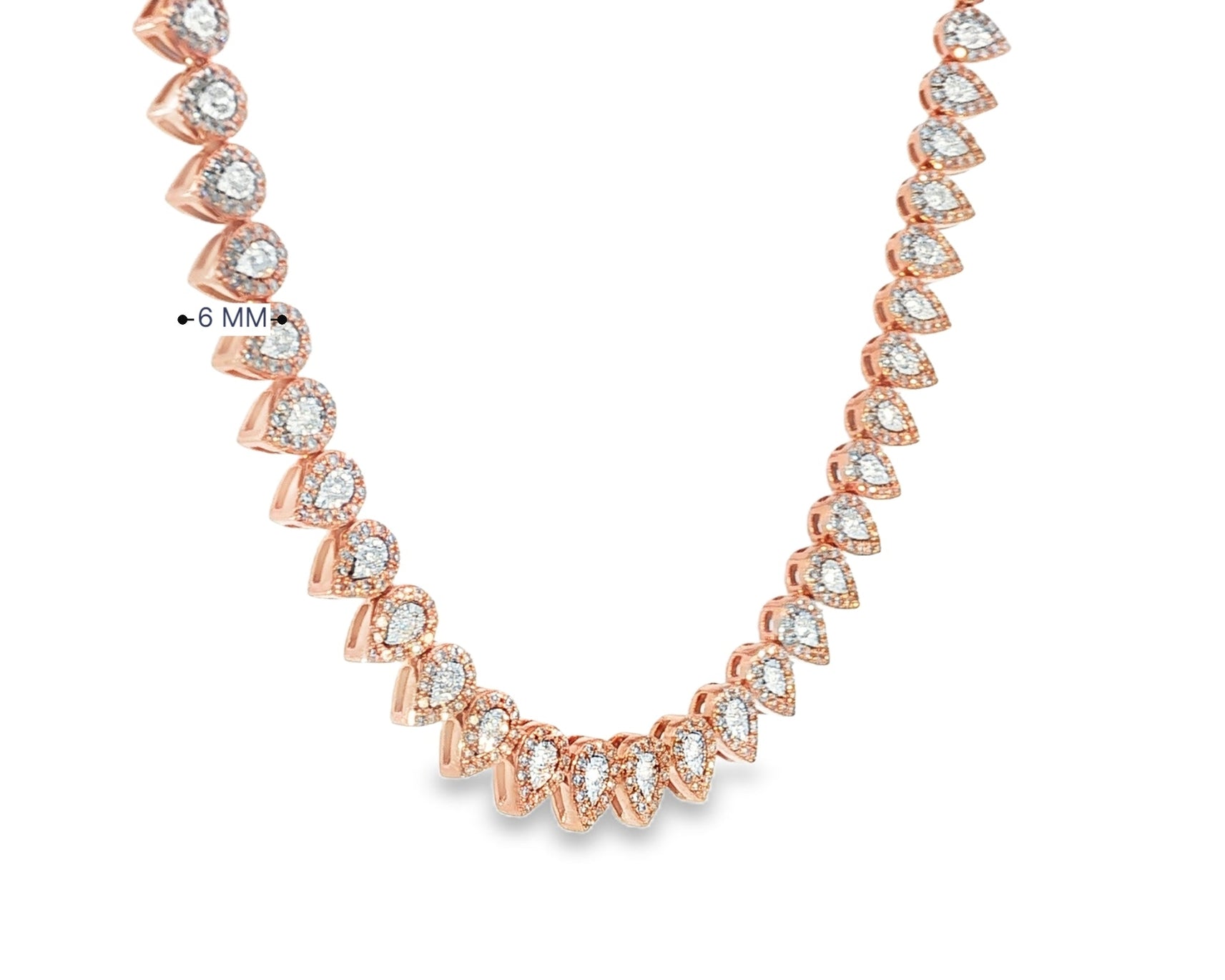 10k Gold Natural Diamond Necklace with Pear - Shape Halo Design 3.8ct - AVI THE JEWELER