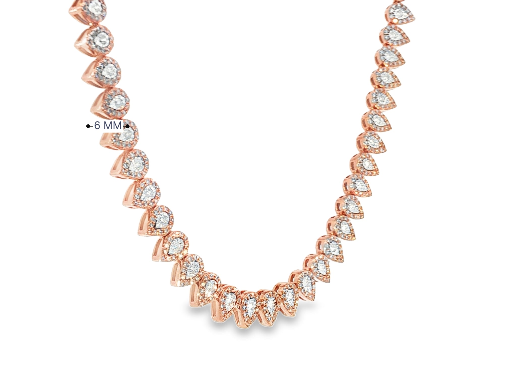 10k Gold Natural Diamond Necklace with Pear - Shape Halo Design 3.8ct - AVI THE JEWELER