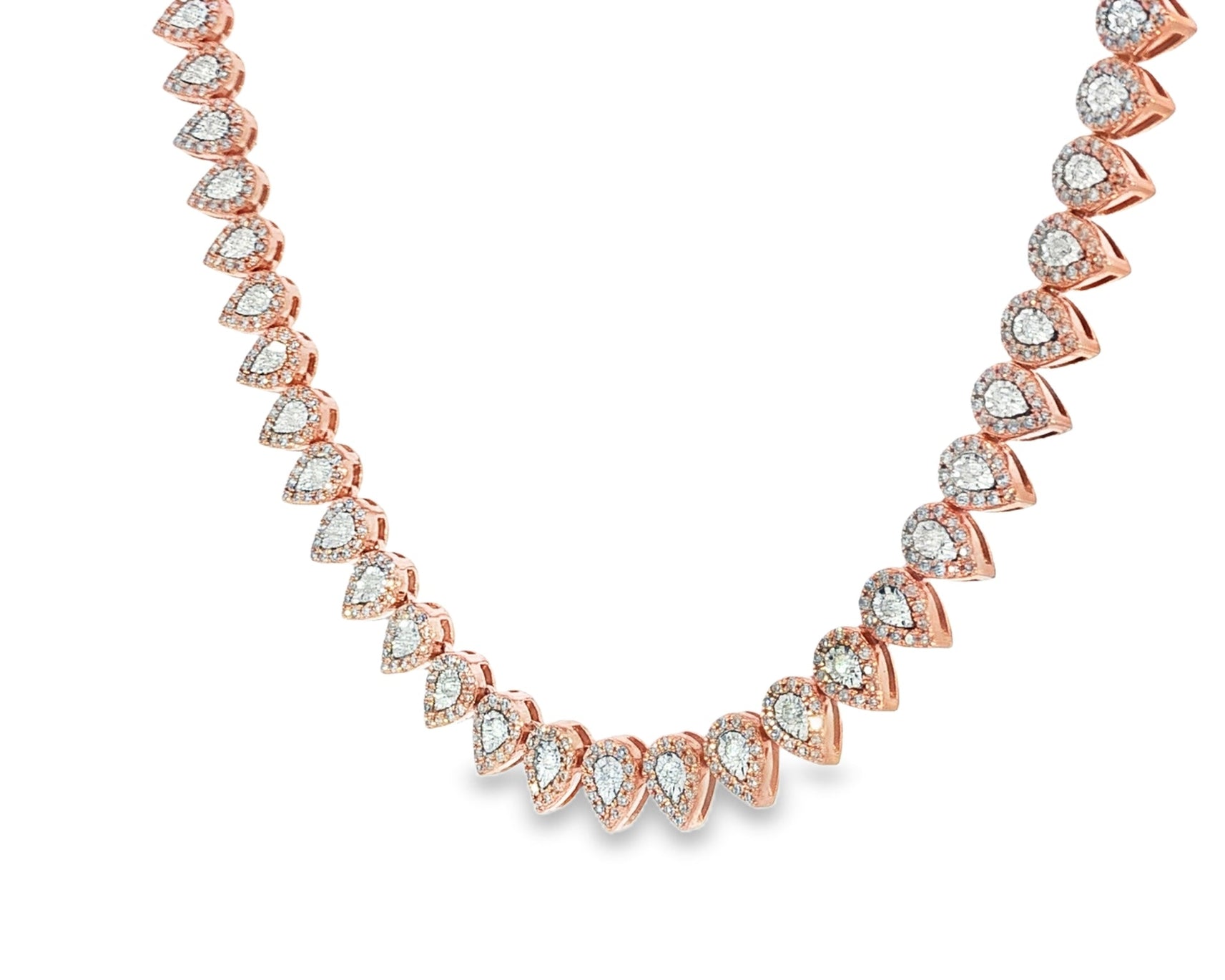 10k Gold Natural Diamond Necklace with Pear - Shape Halo Design 3.8ct - AVI THE JEWELER