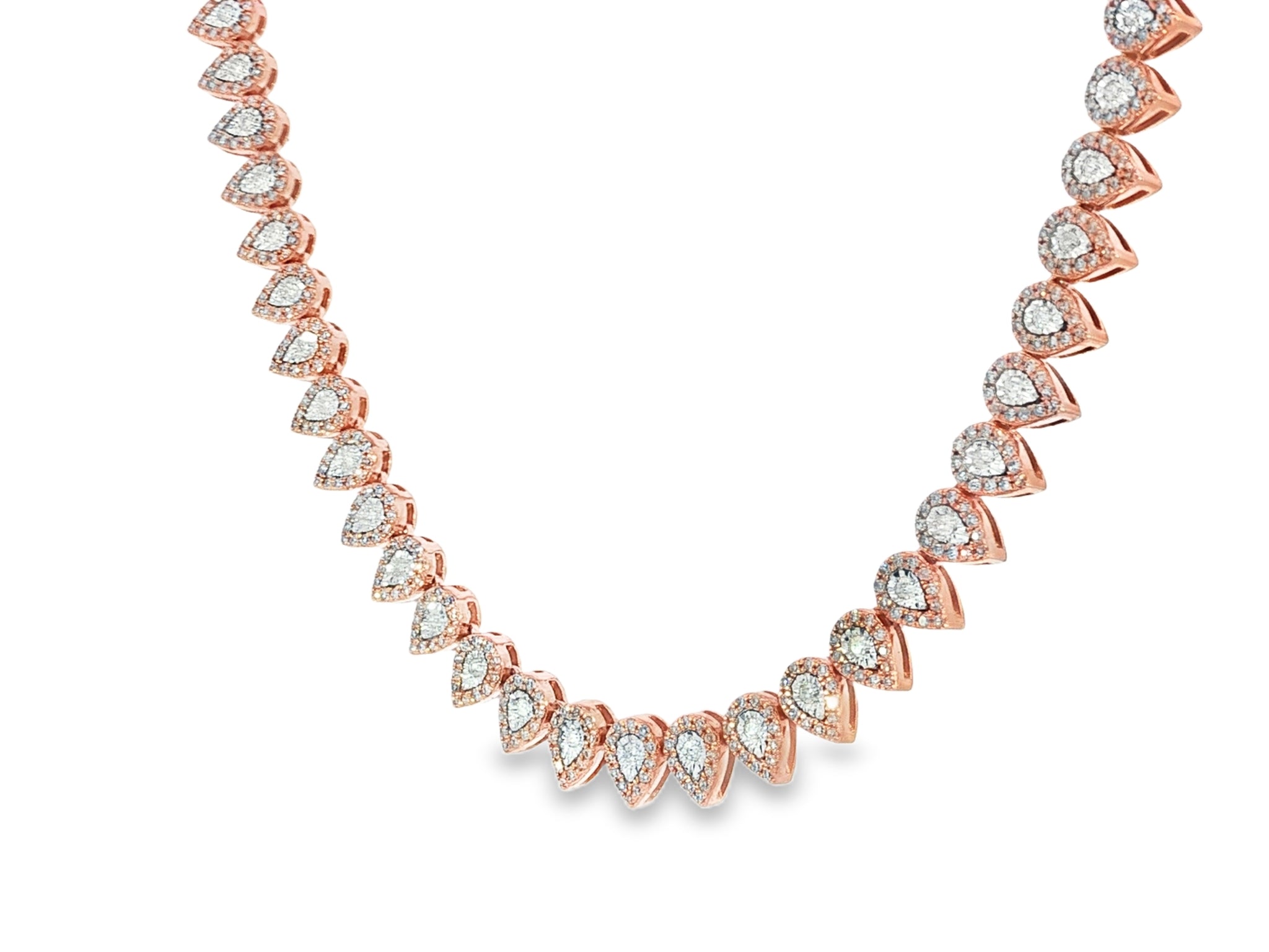10k Gold Natural Diamond Necklace with Pear - Shape Halo Design 3.8ct - AVI THE JEWELER