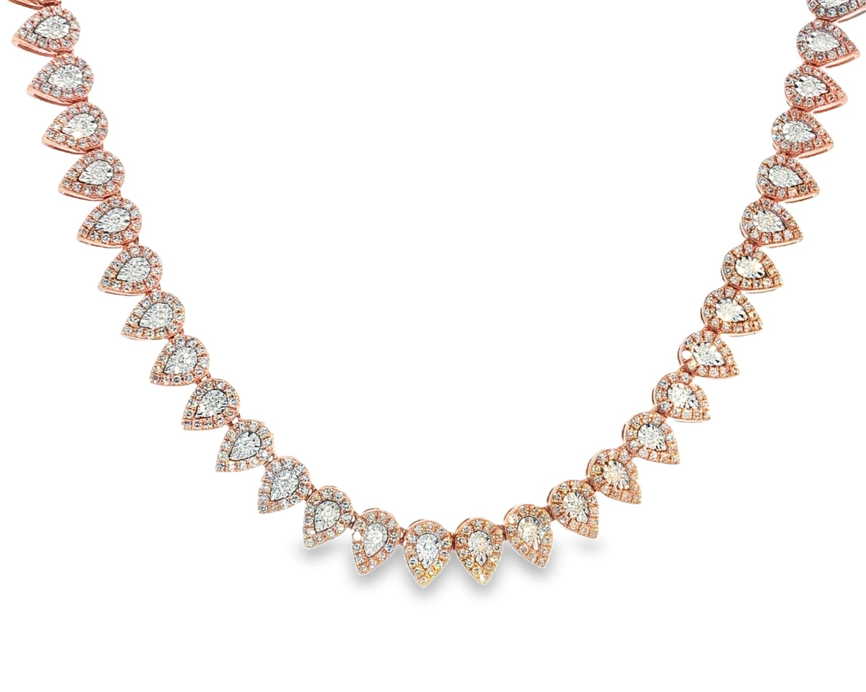 10k Gold Natural Diamond Necklace with Pear - Shape Halo Design 3.8ct - AVI THE JEWELER