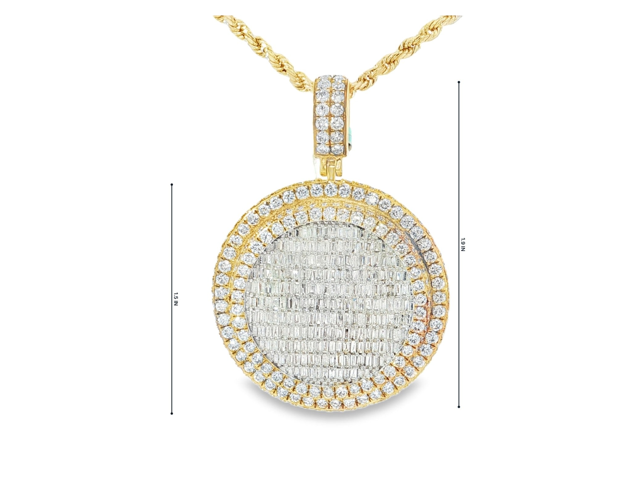 10K Gold Natural Diamond Round Pendant Halo Design 5.25 CT – front view