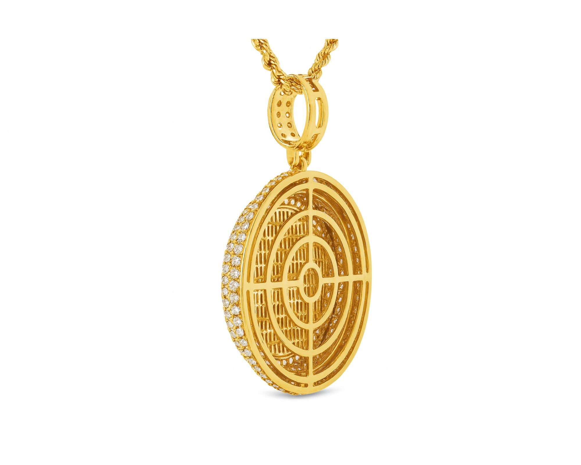 10K Gold Natural Diamond Round Pendant Halo Design 5.25 CT – lifestyle 29