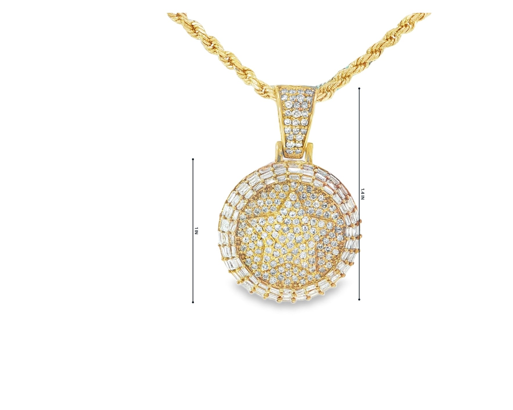 10K Gold Natural Diamond Star Pendant 1.90 CT – front view