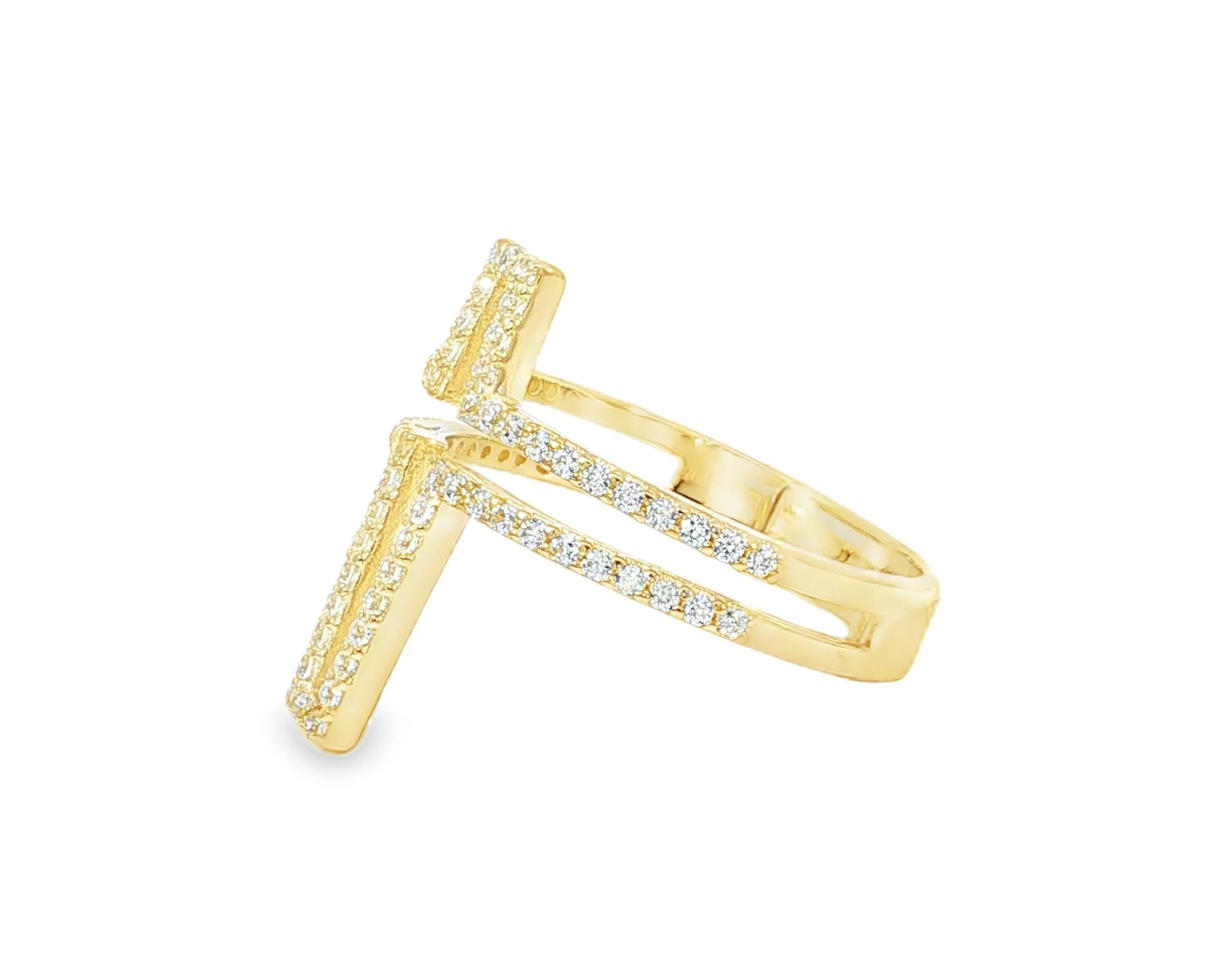 10K Gold Open Cross Ring with Pavé Cubic Zirconia Accents – lifestyle 2883