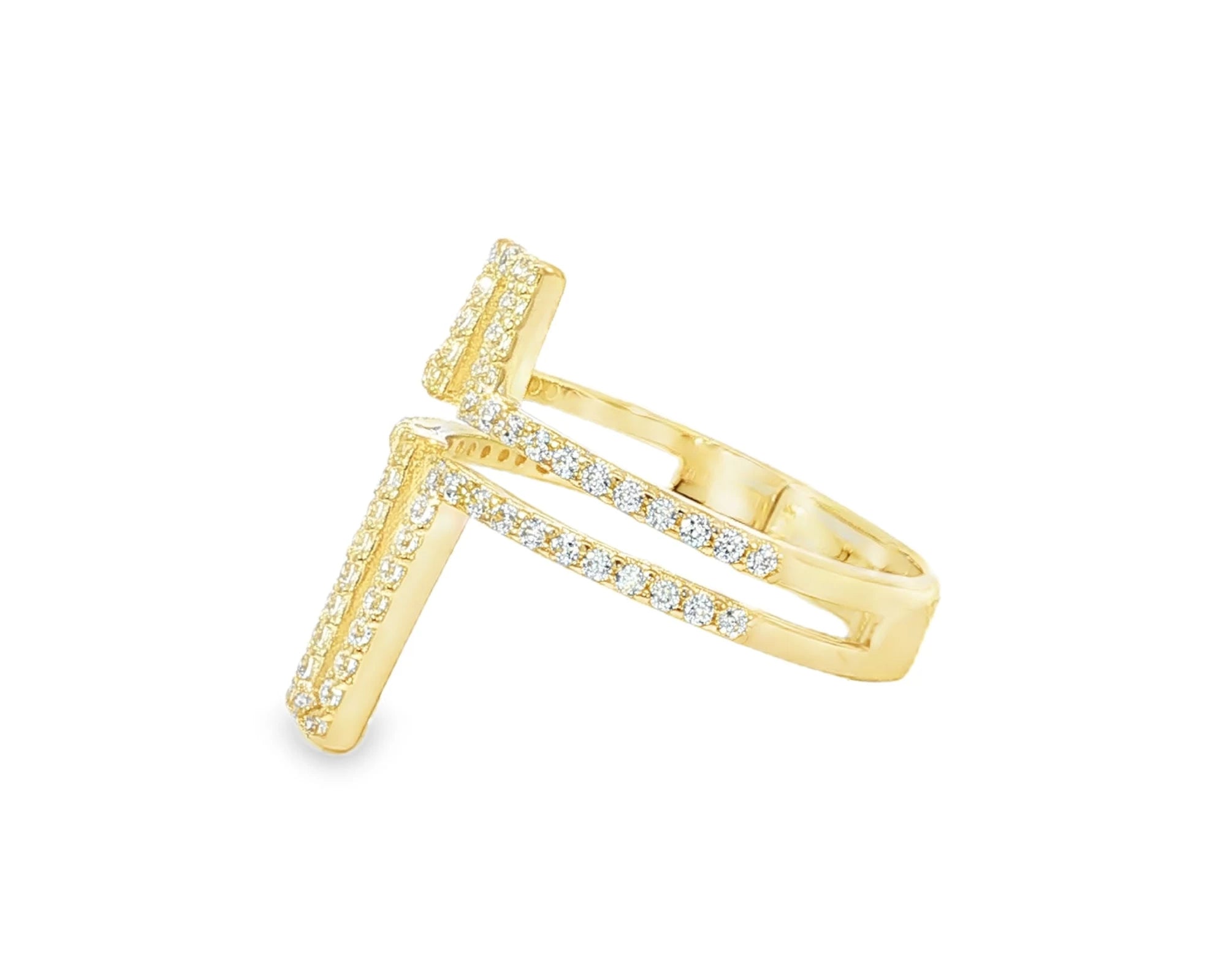 10K Gold Open Cross Ring with Pavé Cubic Zirconia Accents – lifestyle 2883