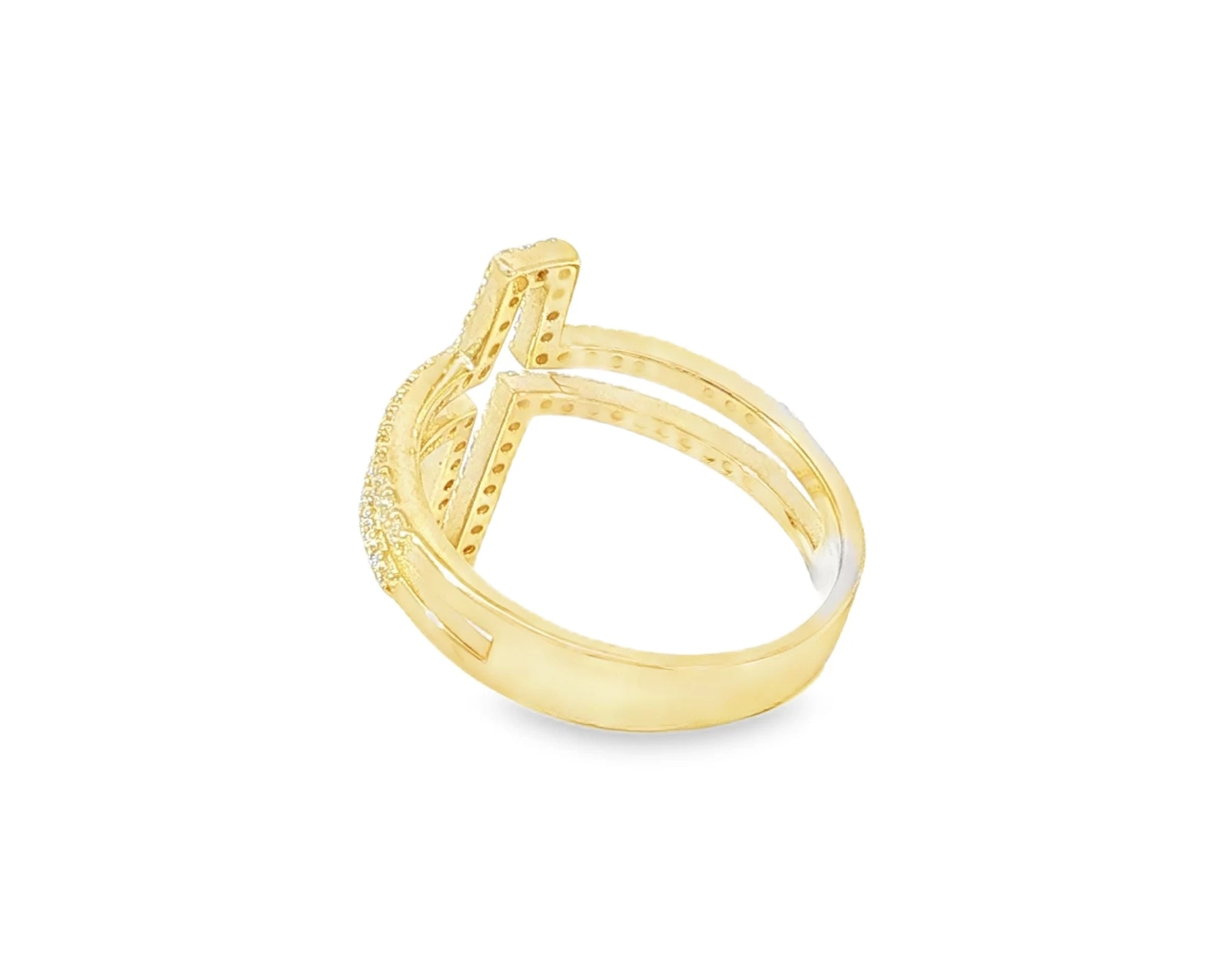 10K Gold Open Cross Ring with Pavé Cubic Zirconia Accents – lifestyle 2885