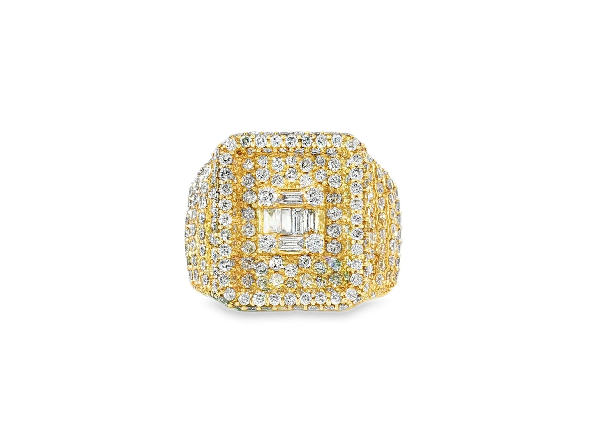 10k Gold Rectangle Frame Ring with Center Square Diamonds 2.68ct - AVI THE JEWELER