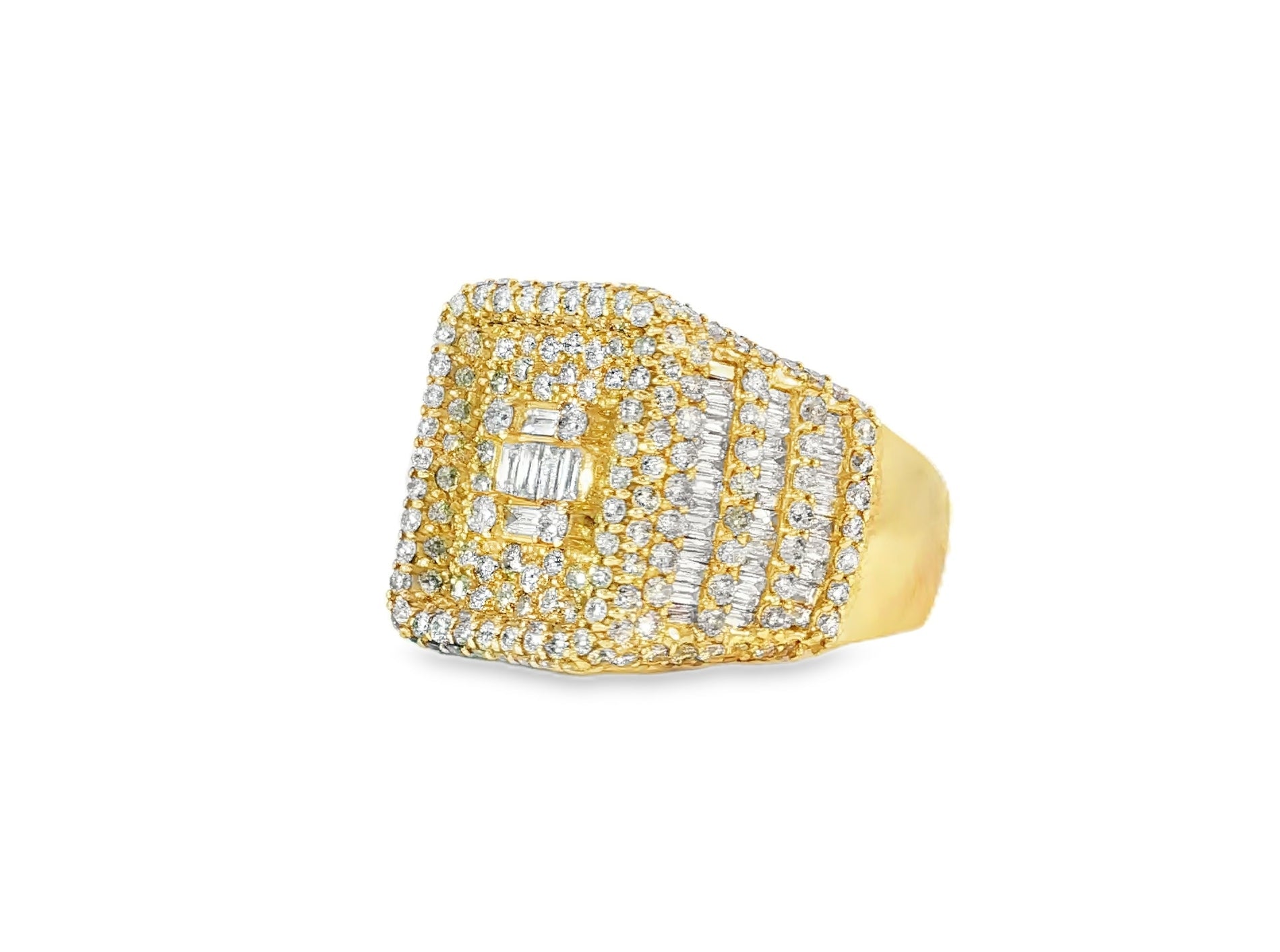 10k Gold Rectangle Frame Ring with Center Square Diamonds 2.68ct - AVI THE JEWELER