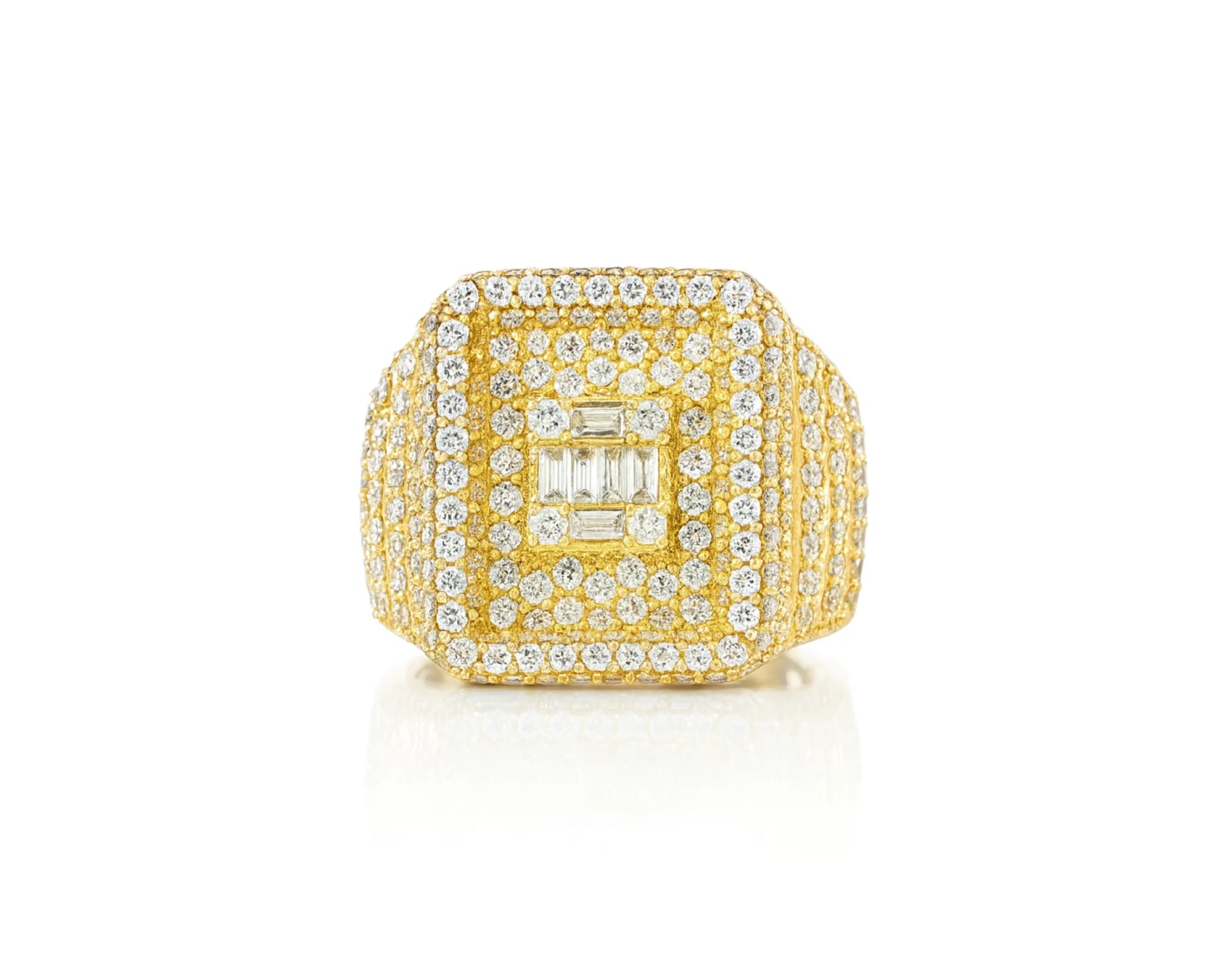 10k Gold Rectangle Frame Ring with Center Square Diamonds 2.68ct – lifestyle 380