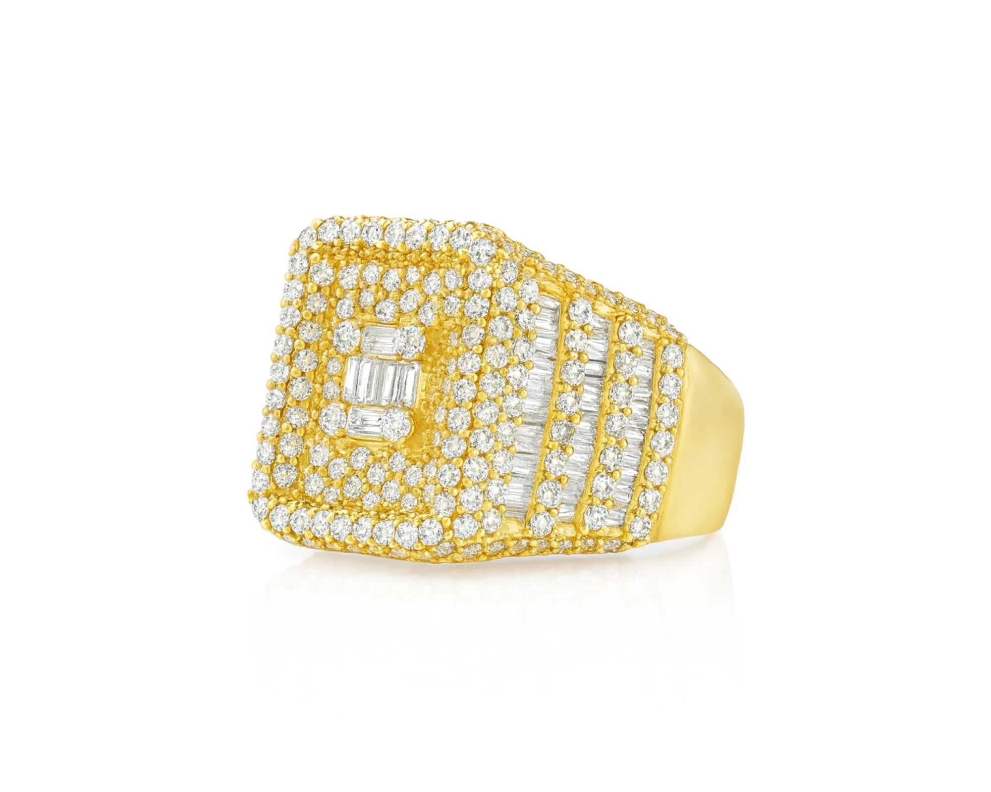 10k Gold Rectangle Frame Ring with Center Square Diamonds 2.68ct – lifestyle 381