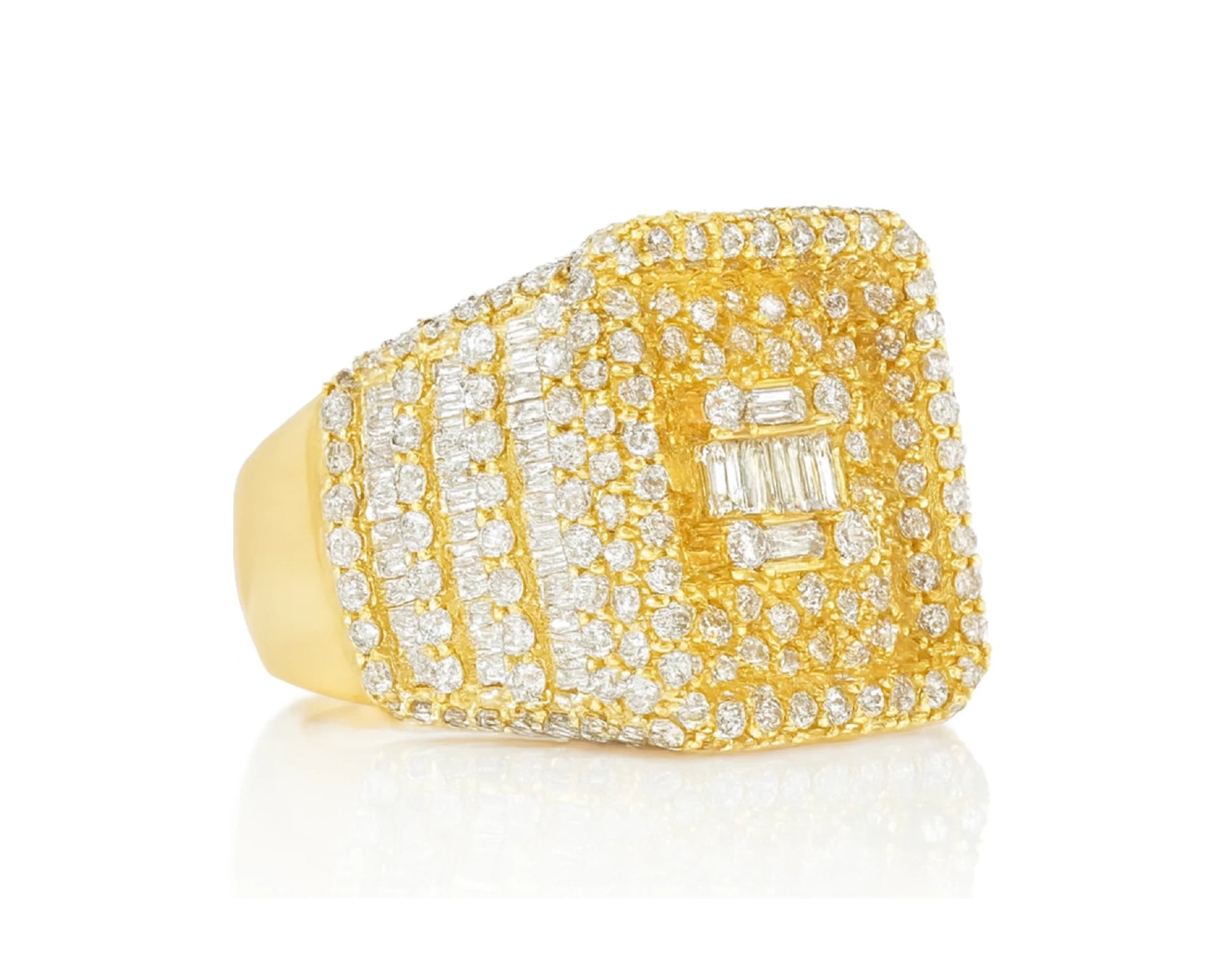 10k Gold Rectangle Frame Ring with Center Square Diamonds 2.68ct – lifestyle 382