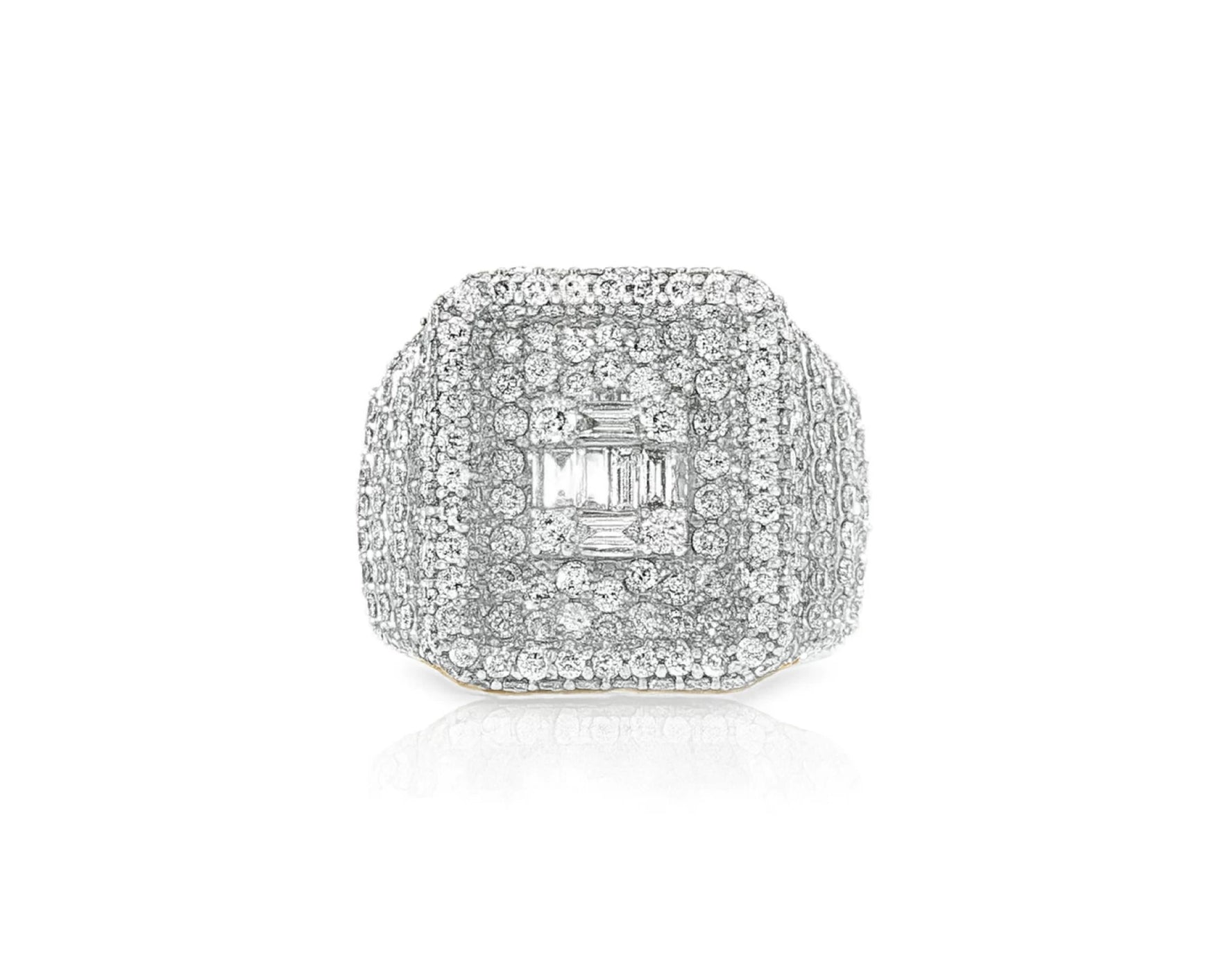 10k Gold Rectangle Frame Ring with Center Square Diamonds 2.68ct – lifestyle 384