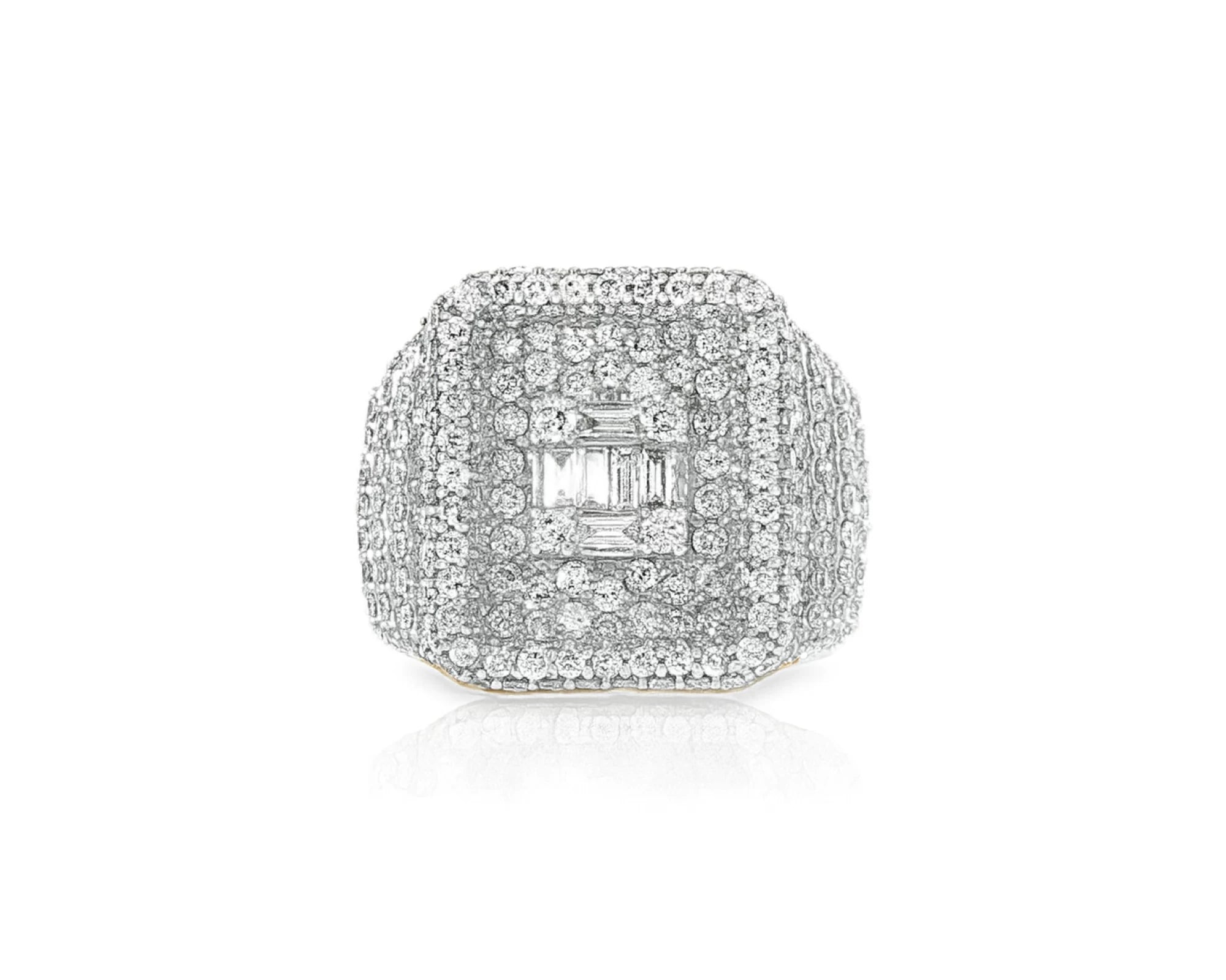 10k Gold Rectangle Frame Ring with Center Square Diamonds 2.68ct – lifestyle 384