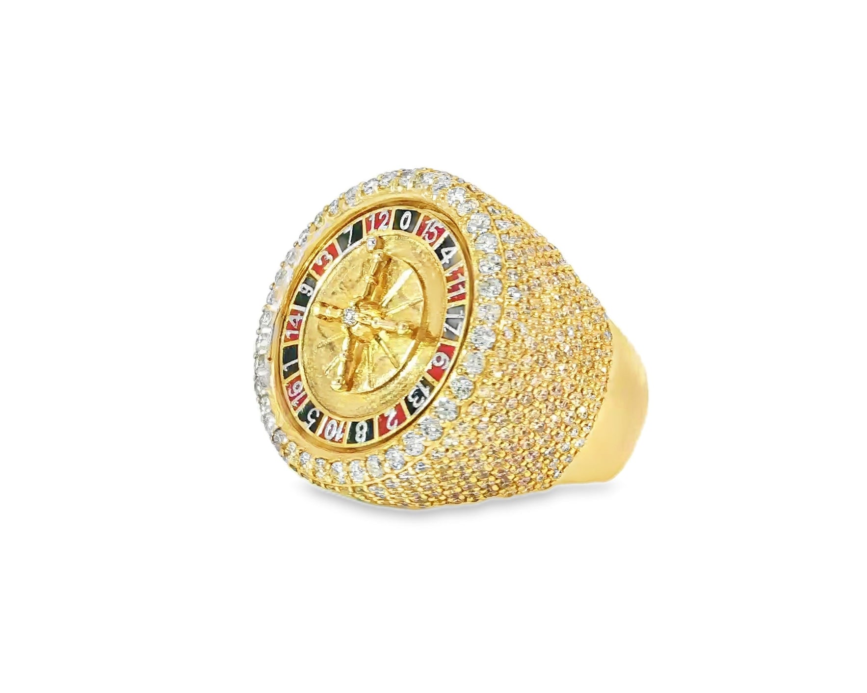 10k Gold Roulette - Style Men's Ring with Round Diamonds 6.34ct - AVI THE JEWELER