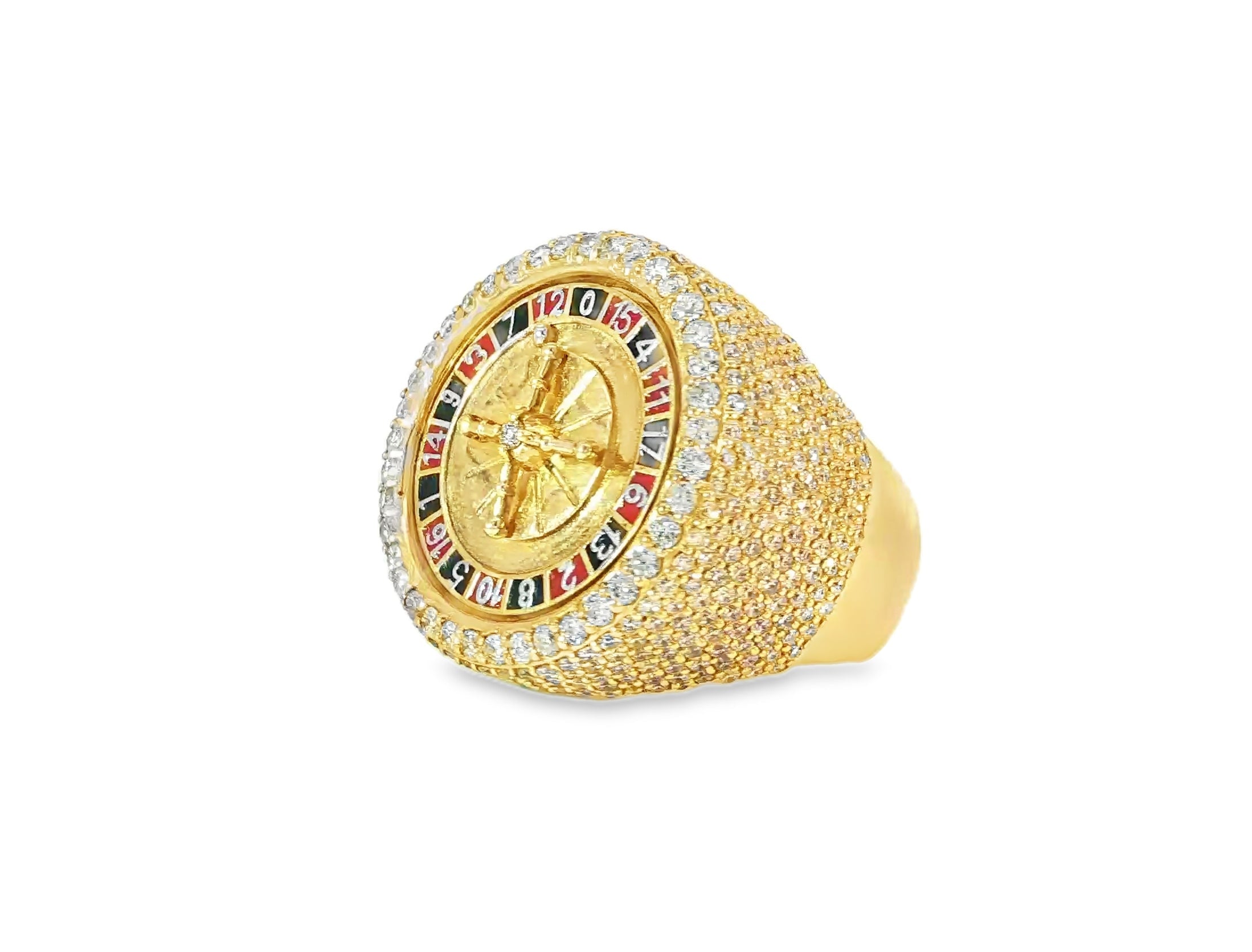 10k Gold Roulette - Style Men's Ring with Round Diamonds 6.34ct - AVI THE JEWELER