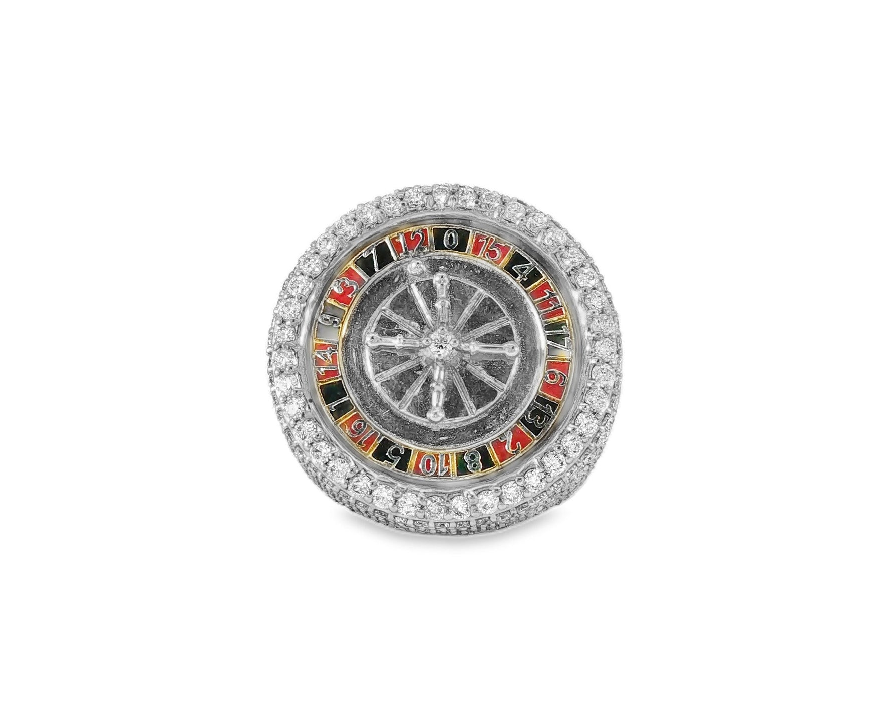 10k Gold Roulette - Style Men's Ring with Round Diamonds 6.34ct - AVI THE JEWELER