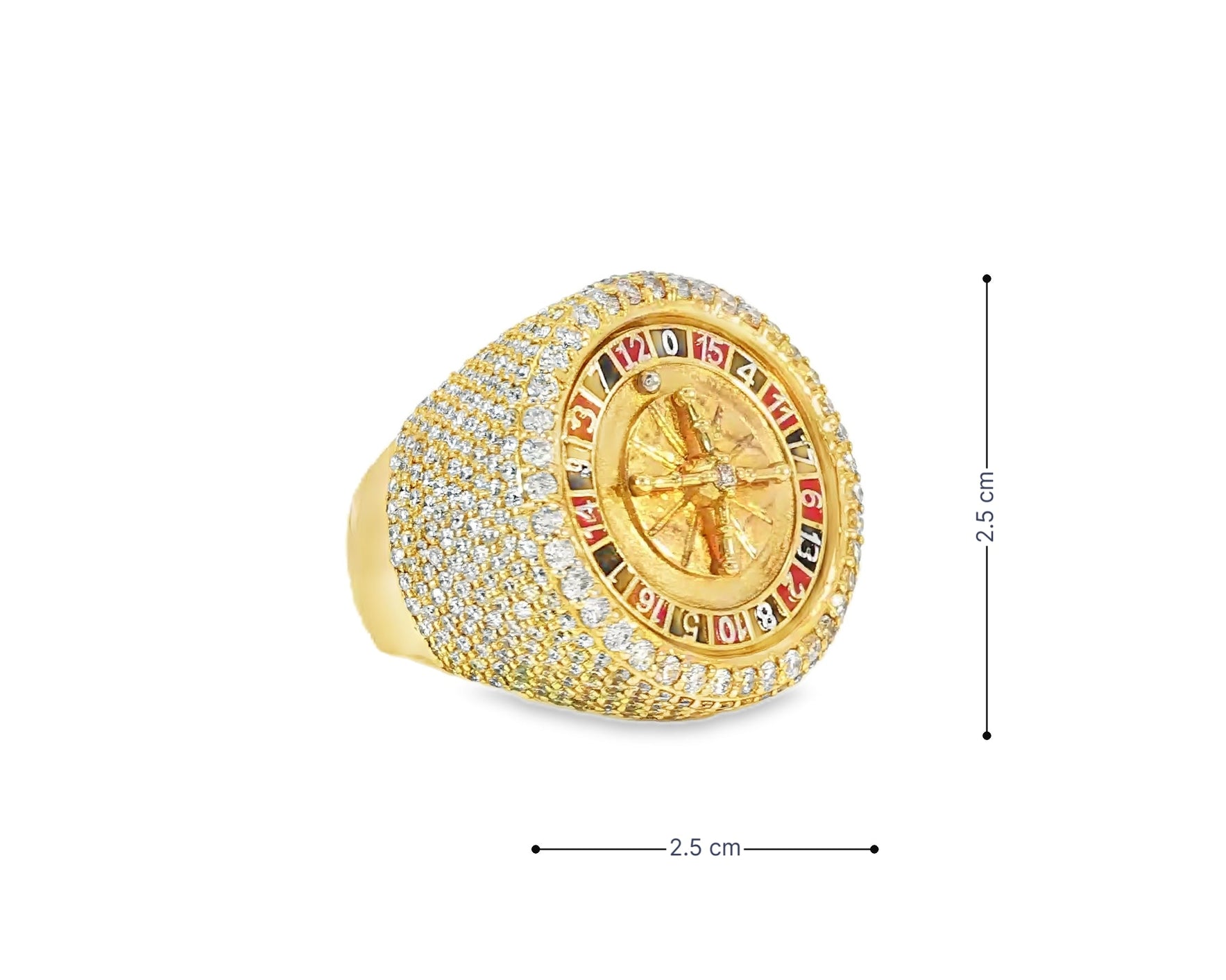 10k Gold Roulette - Style Men's Ring with Round Diamonds 6.34ct - AVI THE JEWELER