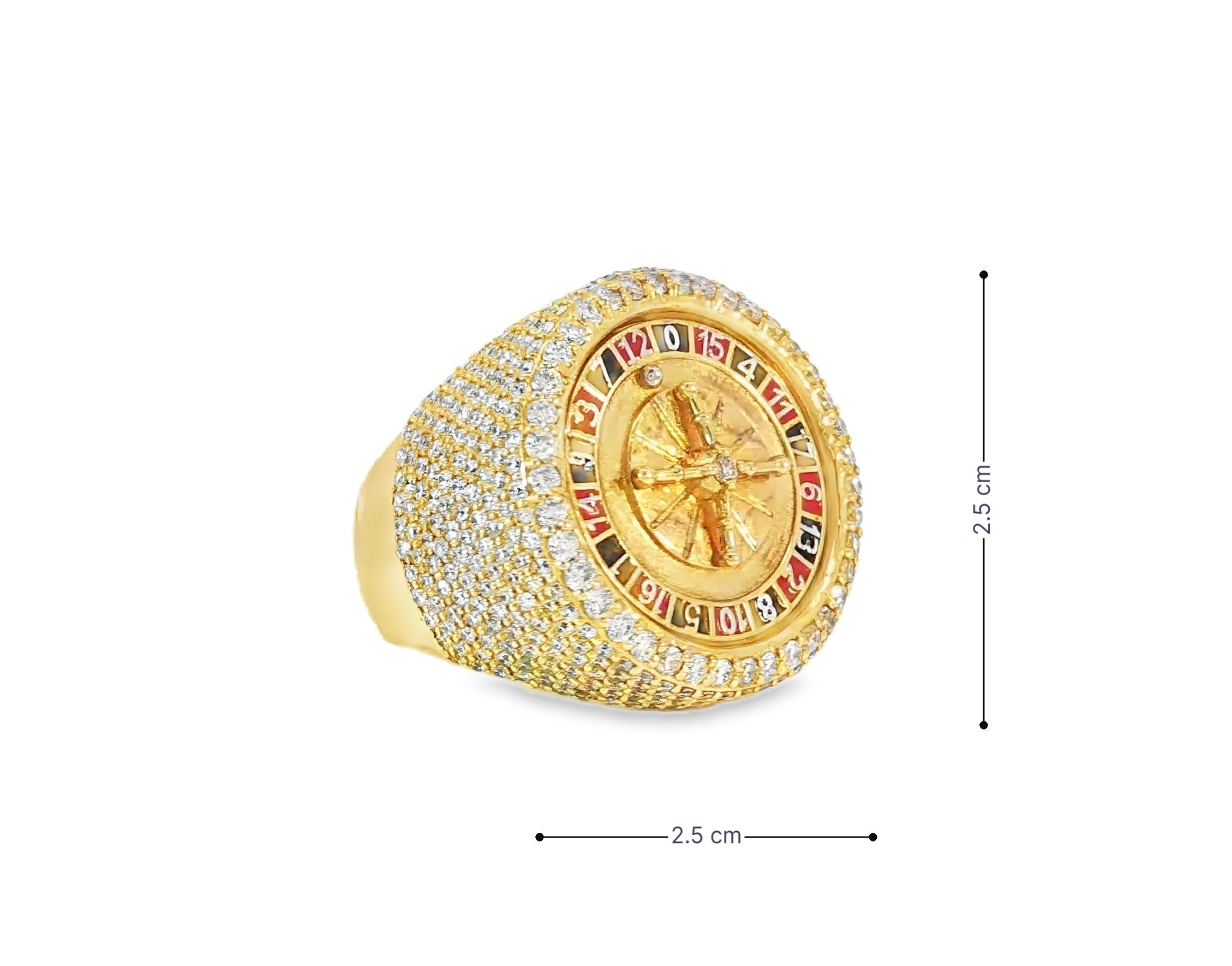 10k Gold Roulette - Style Men's Ring with Round Diamonds 6.34ct - AVI THE JEWELER